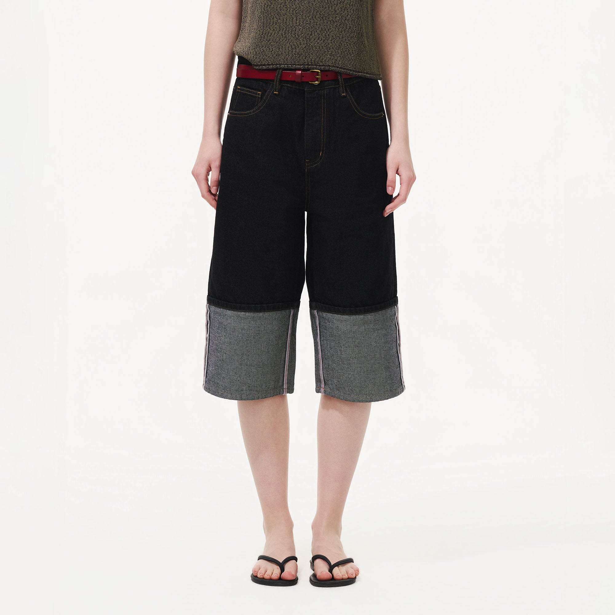 ARTIFICIAL WORLD Modern Rolled-Hem Denim Shorts