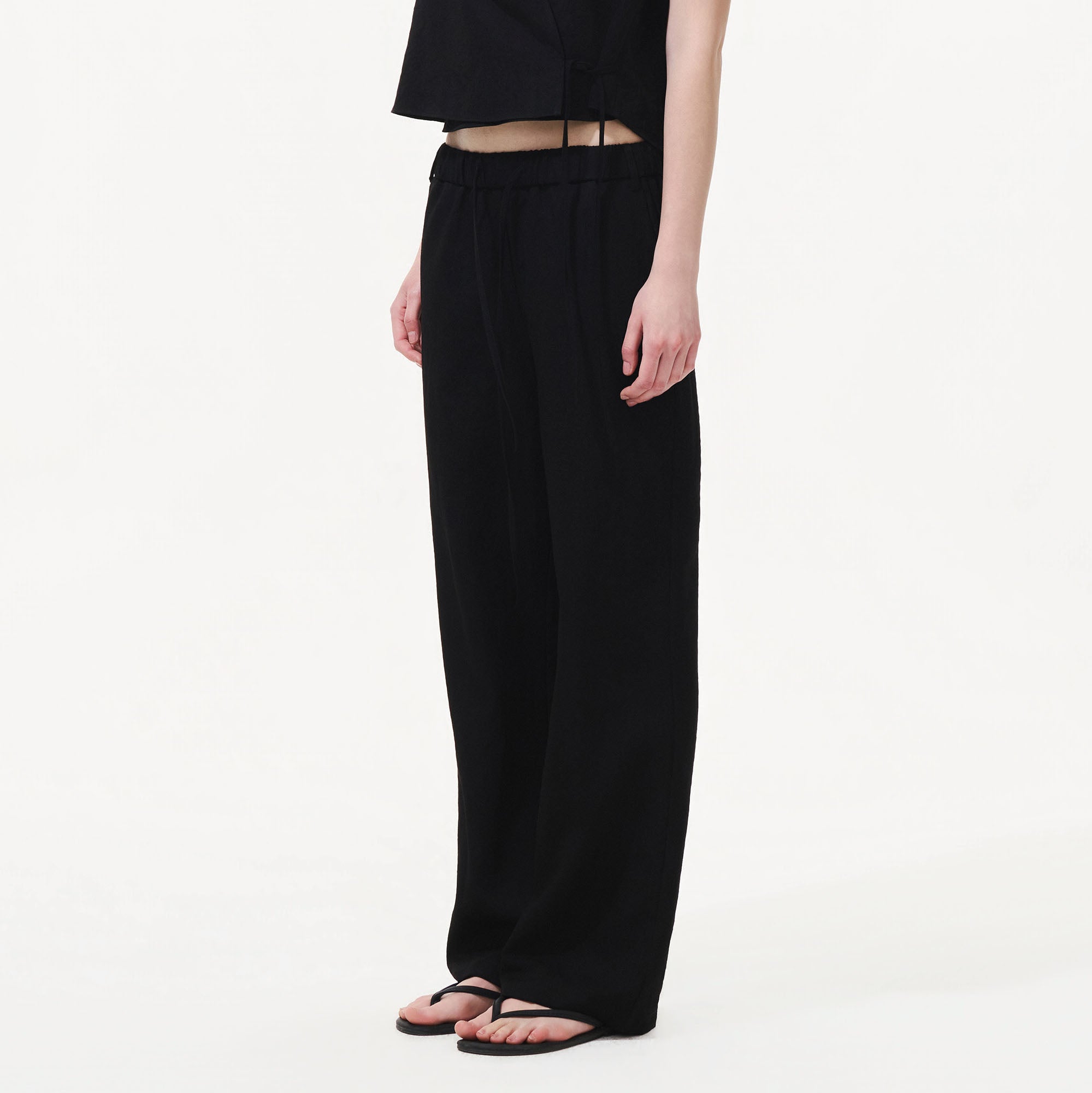 ARTIFICIAL WORLD Draped Drawstring Wide-Leg Pants