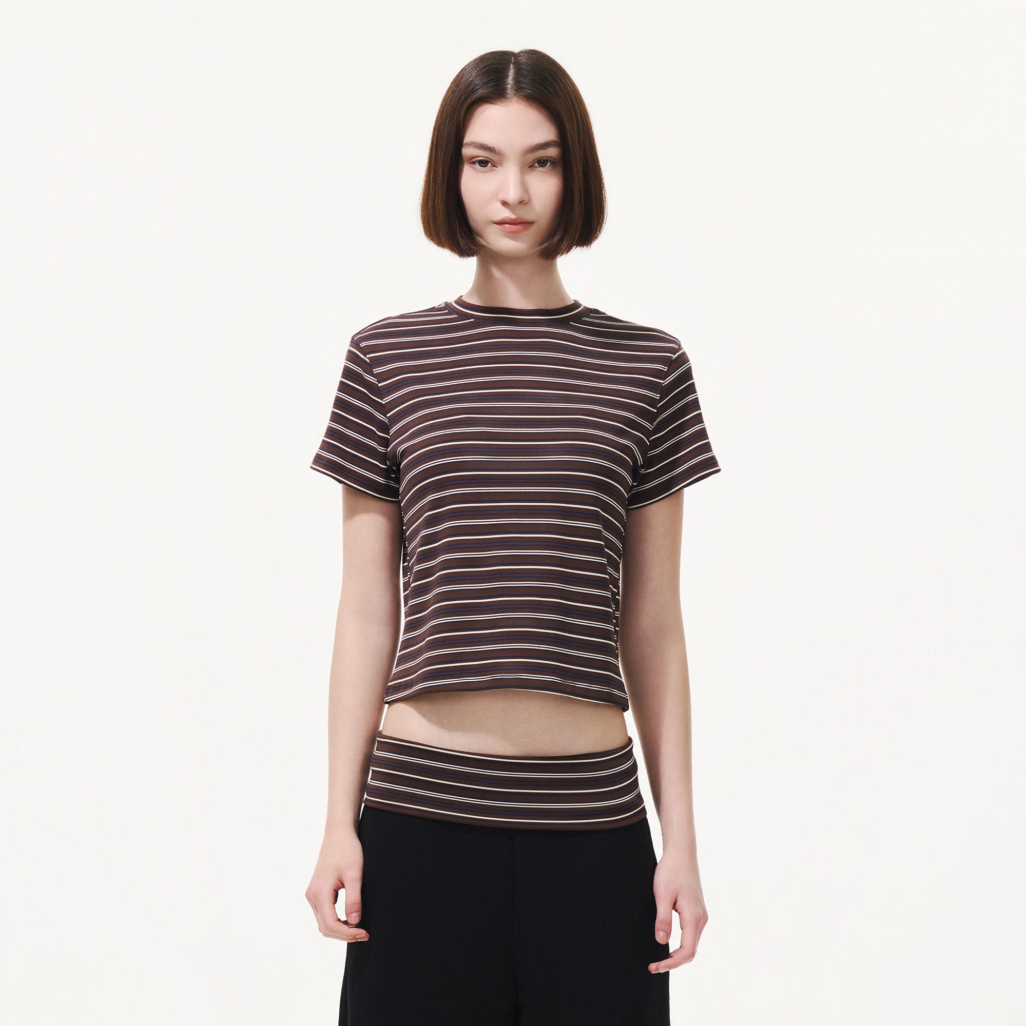 ARTIFICIAL WORLD Striped Tencel-Silk Tee