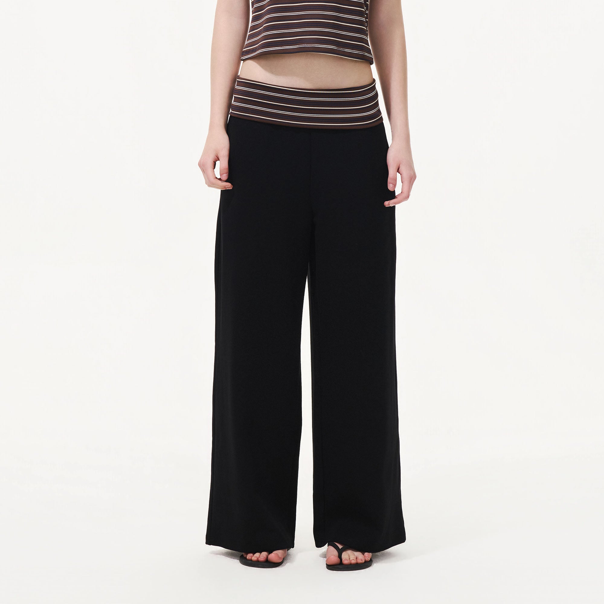 ARTIFICIAL WORLD Striped-Waistband Wide-Leg Sweatpants