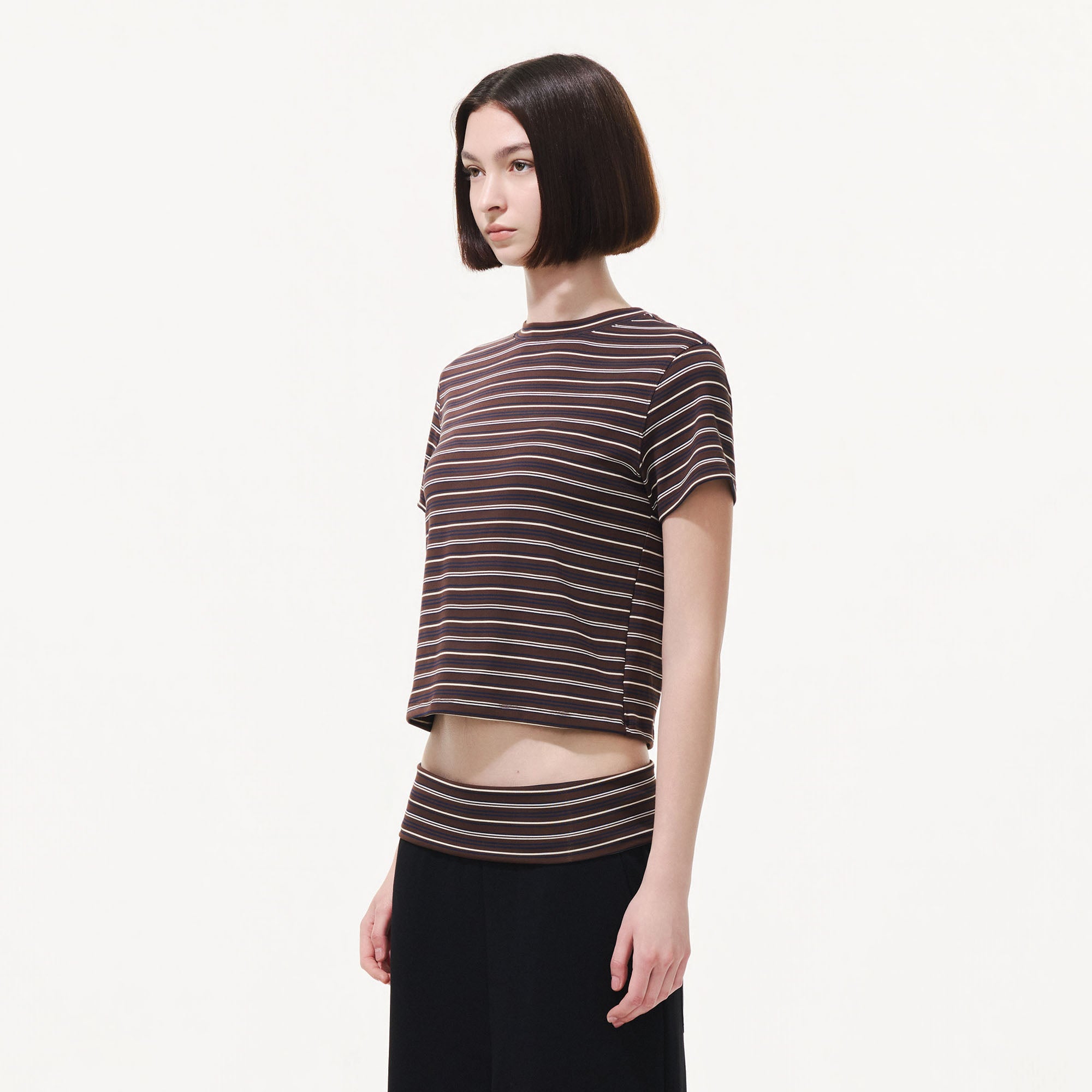 ARTIFICIAL WORLD Striped Tencel-Silk Tee