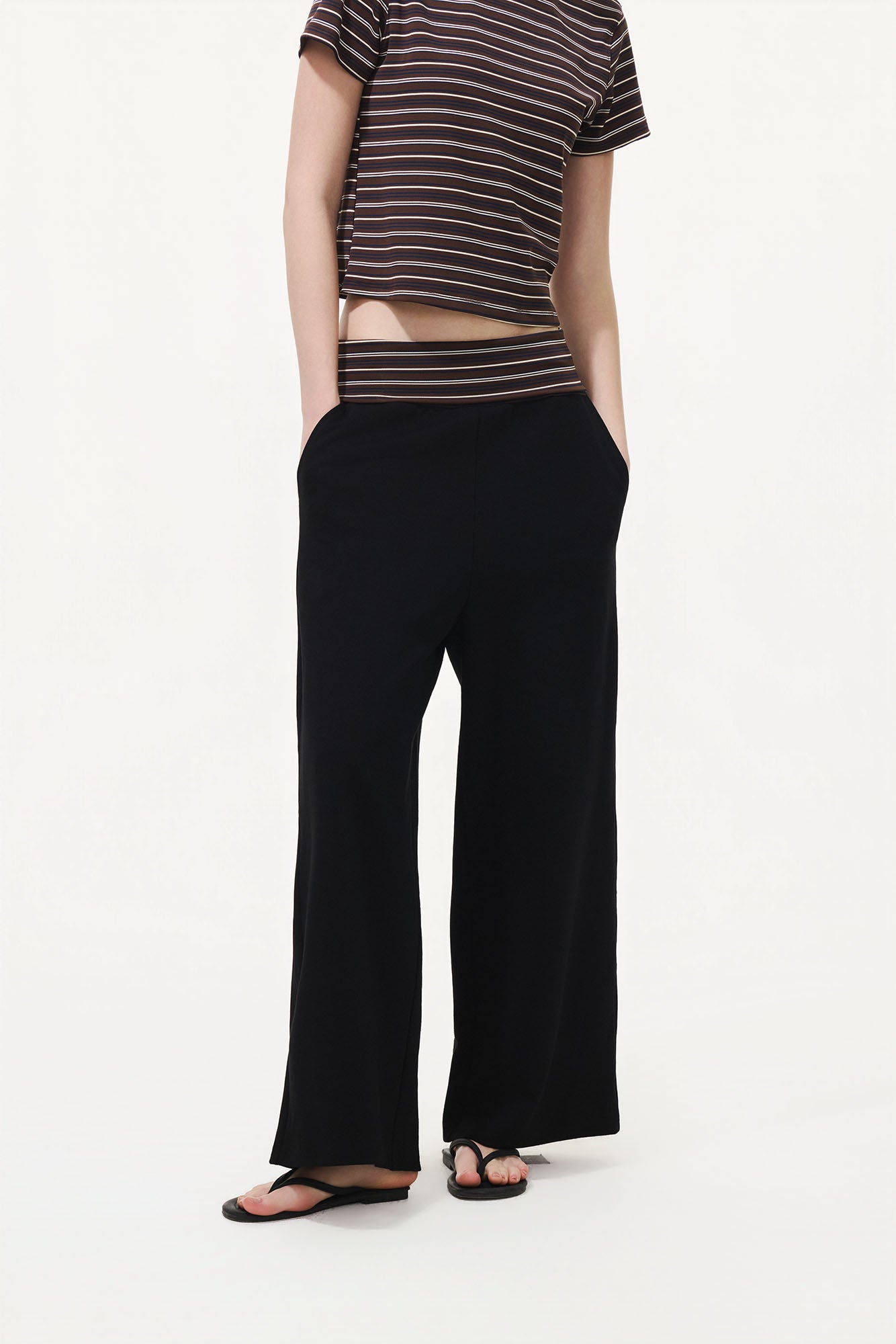ARTIFICIAL WORLD Striped-Waistband Wide-Leg Sweatpants
