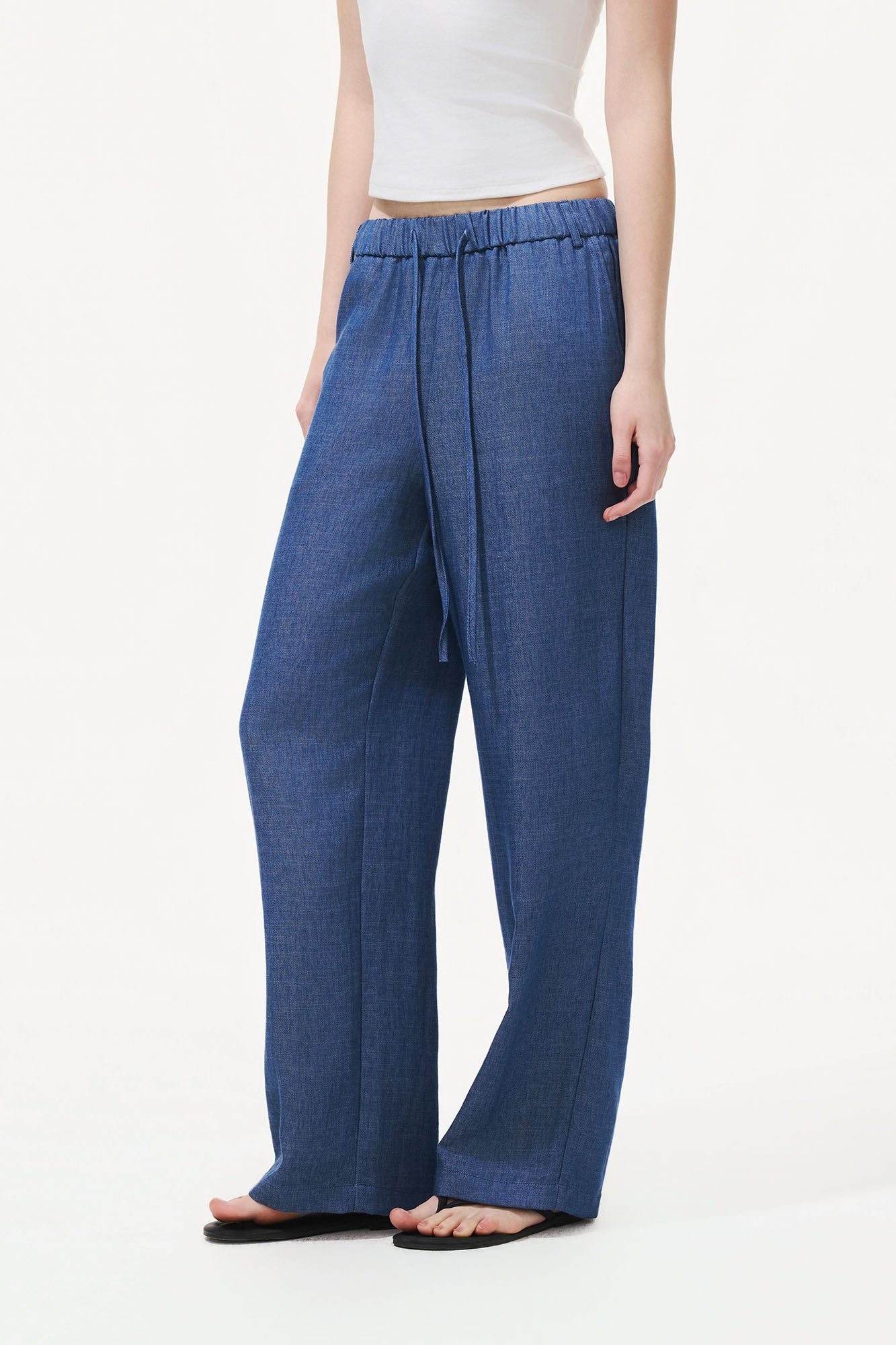 ARTIFICIAL WORLD Draped Drawstring Wide-Leg Pants