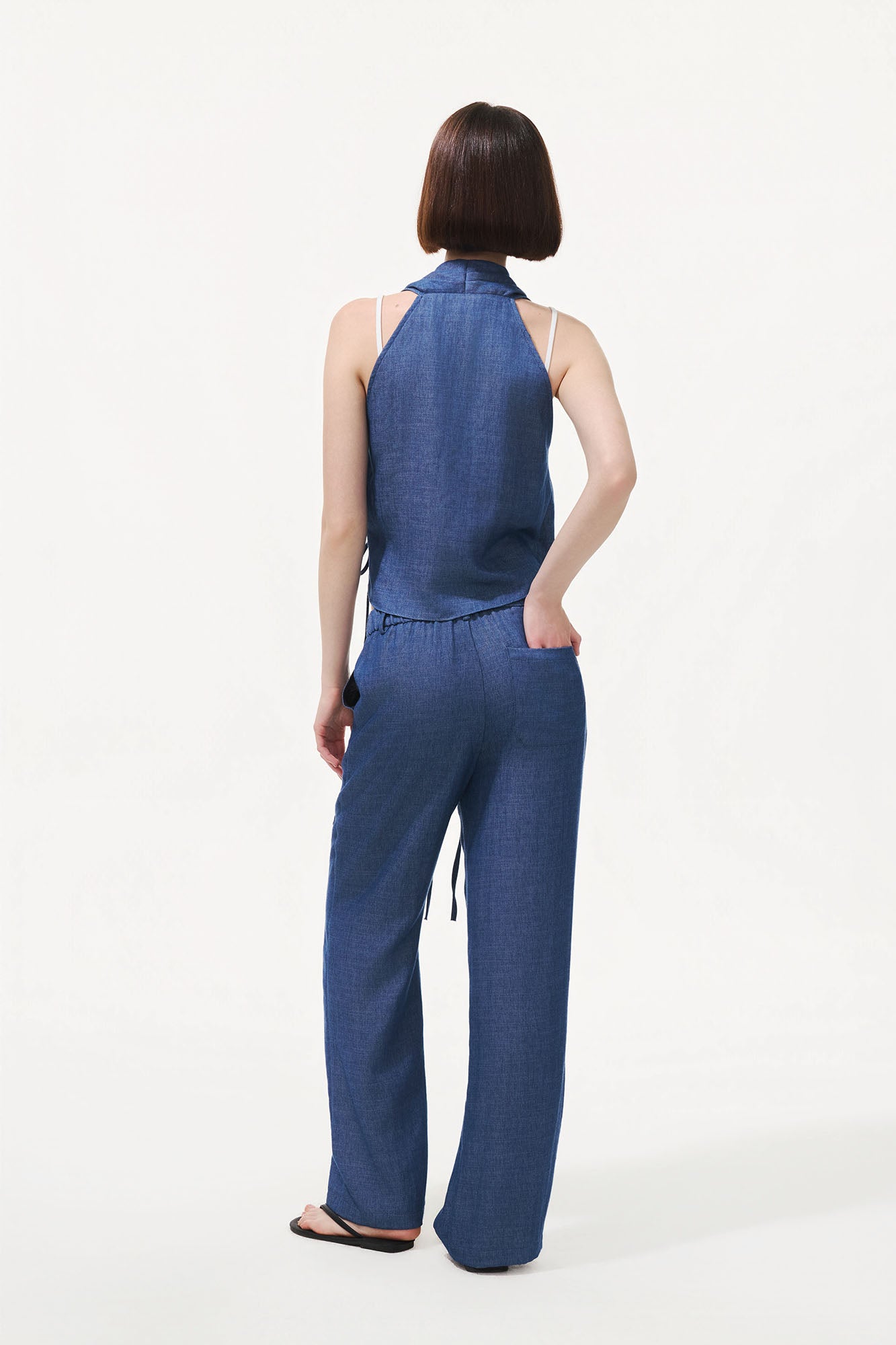 ARTIFICIAL WORLD Draped Drawstring Wide-Leg Pants