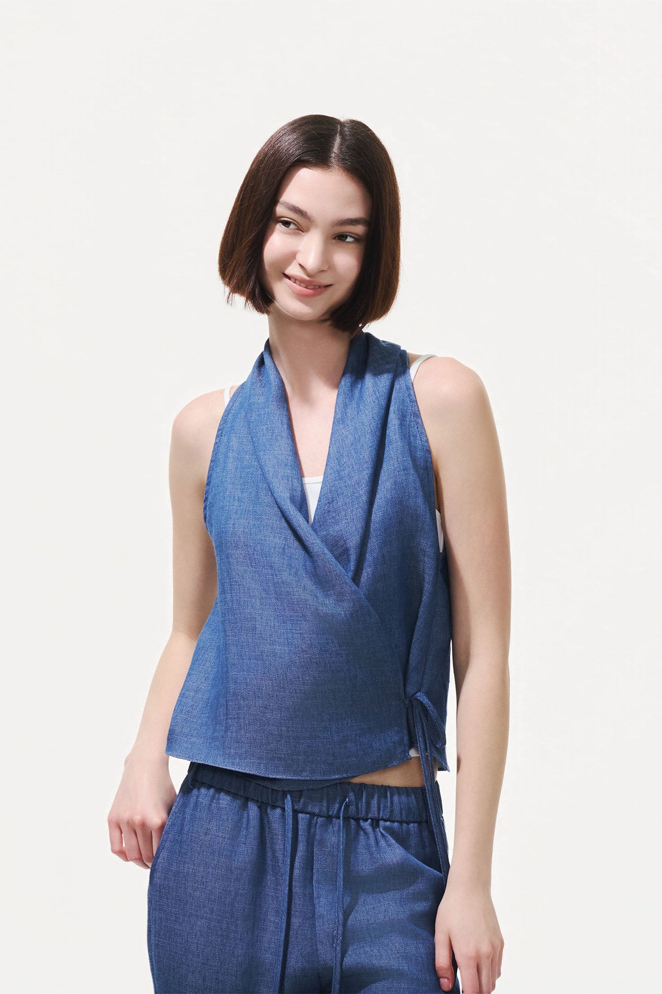 ARTIFICIAL WORLD Asymmetrical Wrap Halter Top