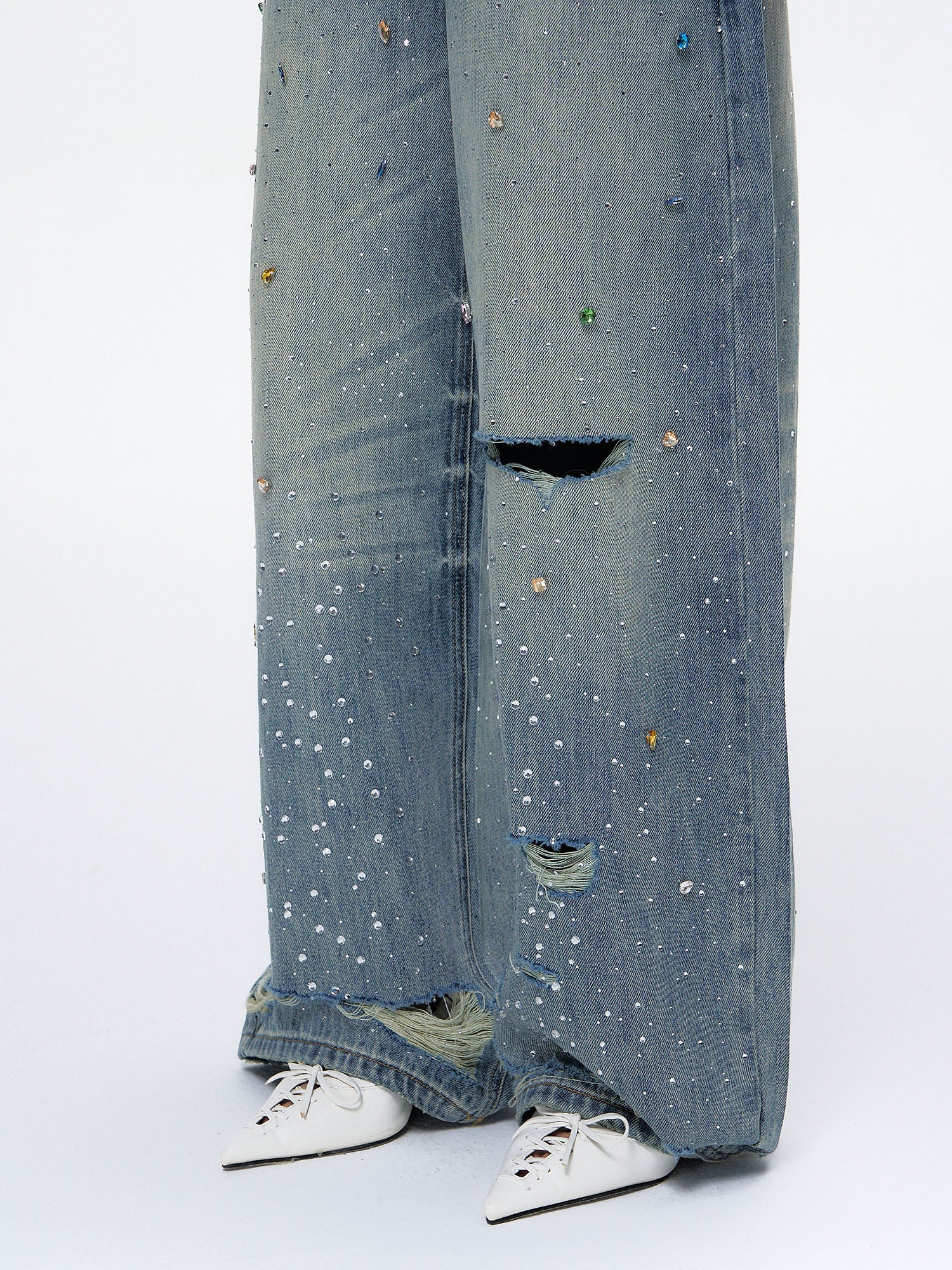 10AMSOTIIIIIIRED Distressed Diamond Oversized Jeans