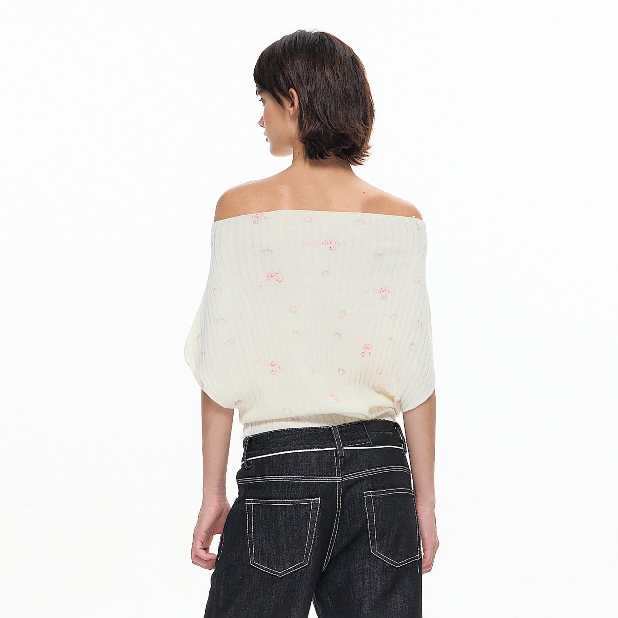10AMSOTIIIIIIRED Wool-Blend Ribbed Off-Shoulder Knit Top