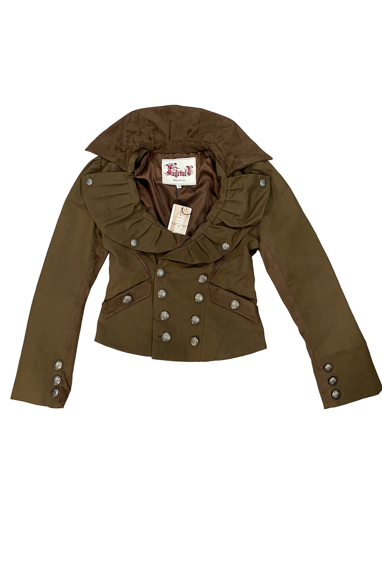 FAYCHUI Retro Pleated Ruffle Collar Jacket