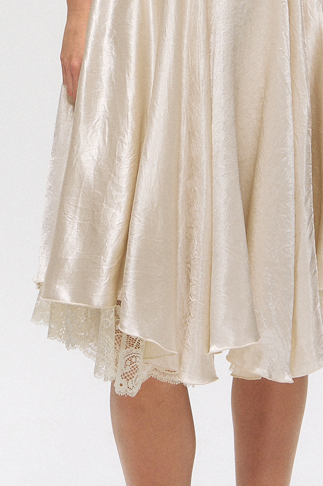 10AMSOTIIIIIIRED Lace-Up Back Lace-Hem Dress