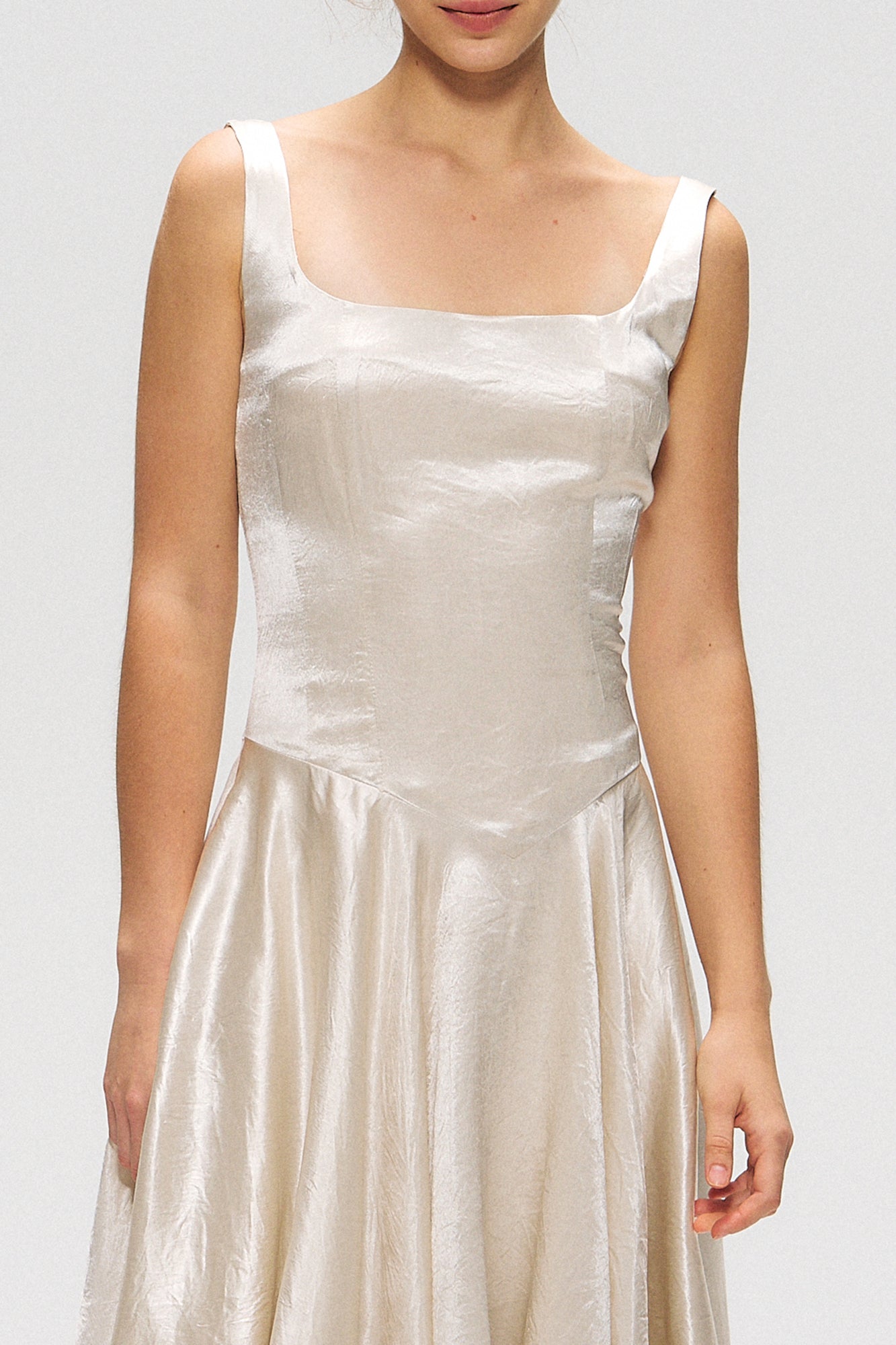 10AMSOTIIIIIIRED Lace-Up Back Lace-Hem Dress