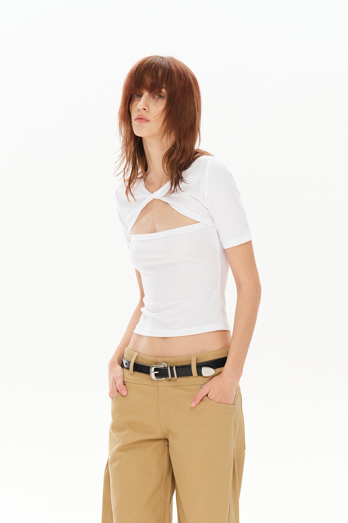 COSTUSTOOT Reversible Twist Cut-Out T-Shirt