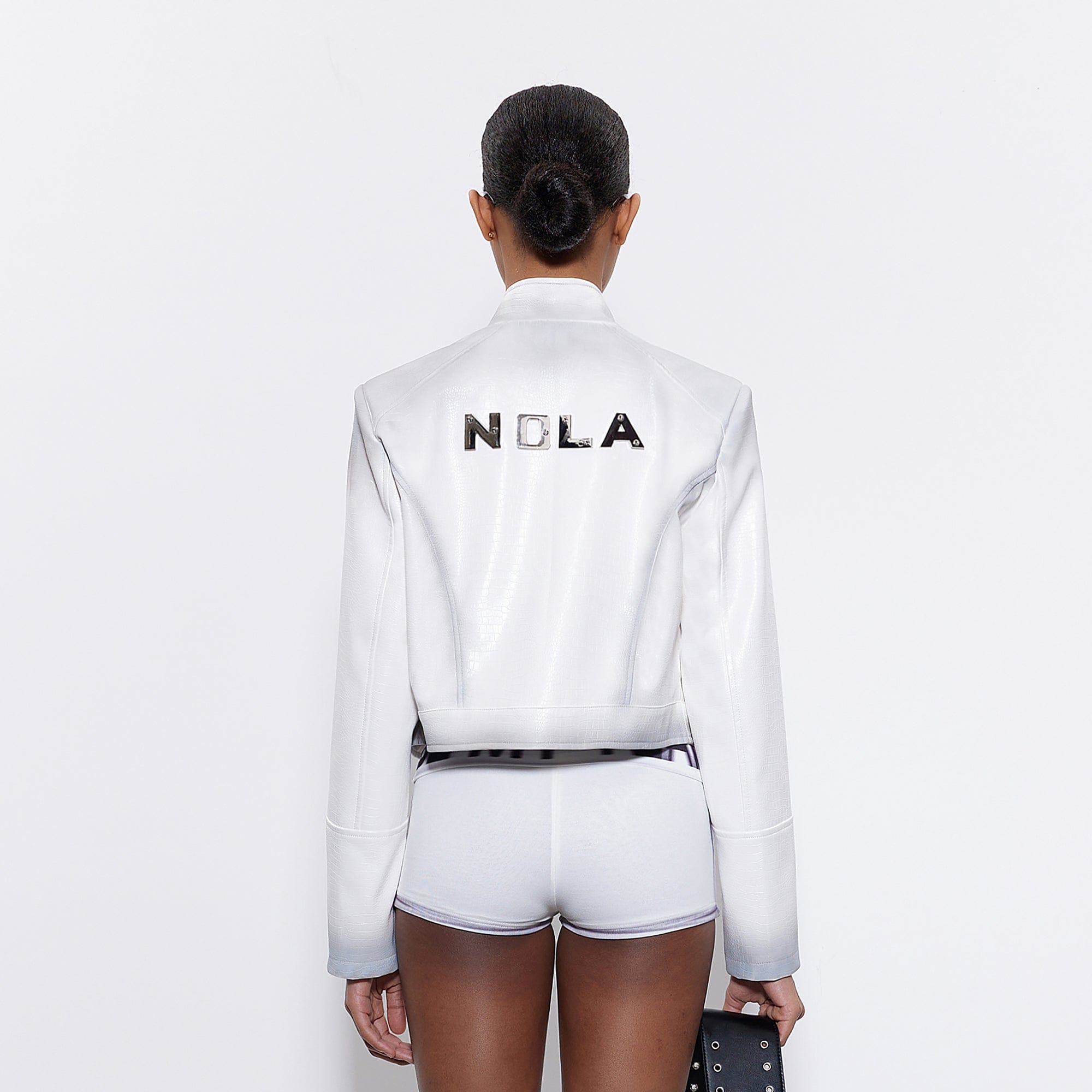 NEVER OFFEND L ANGEL Fog Ombre Cropped Moto Jacket