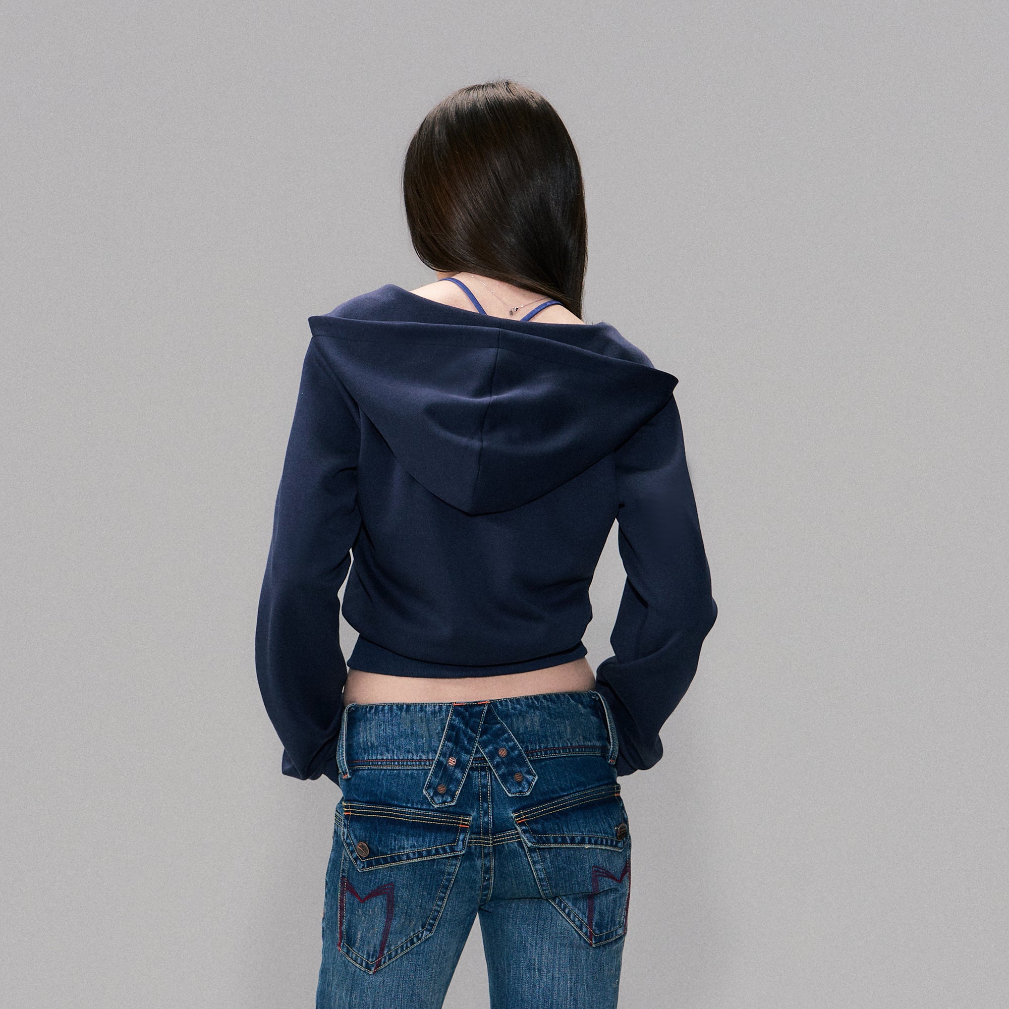 THE NEVERMORE Graffiti Ribbed Hem Cropped Hoodie