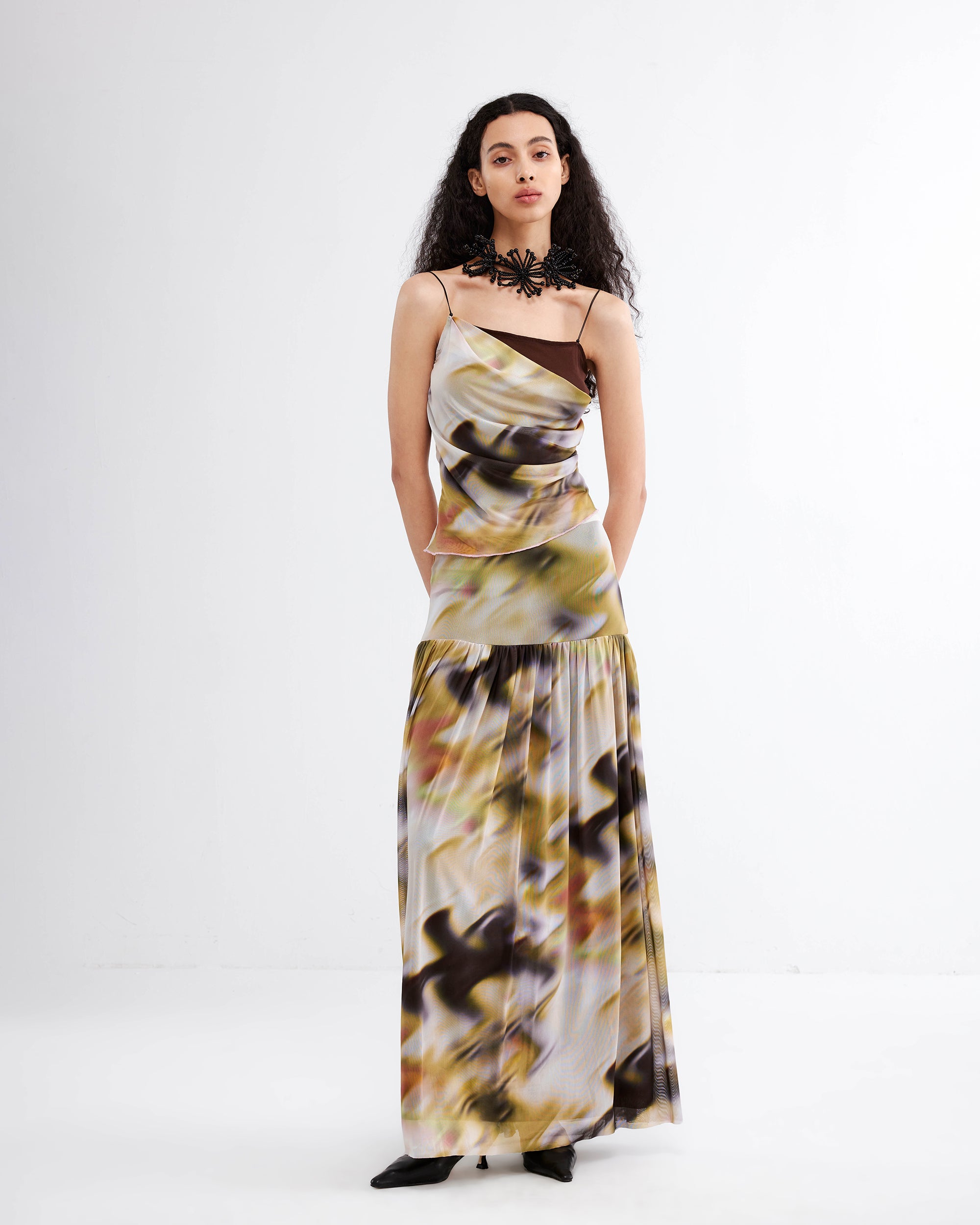 JIUWU PARK Blurred Print Double-Layer Cami Top