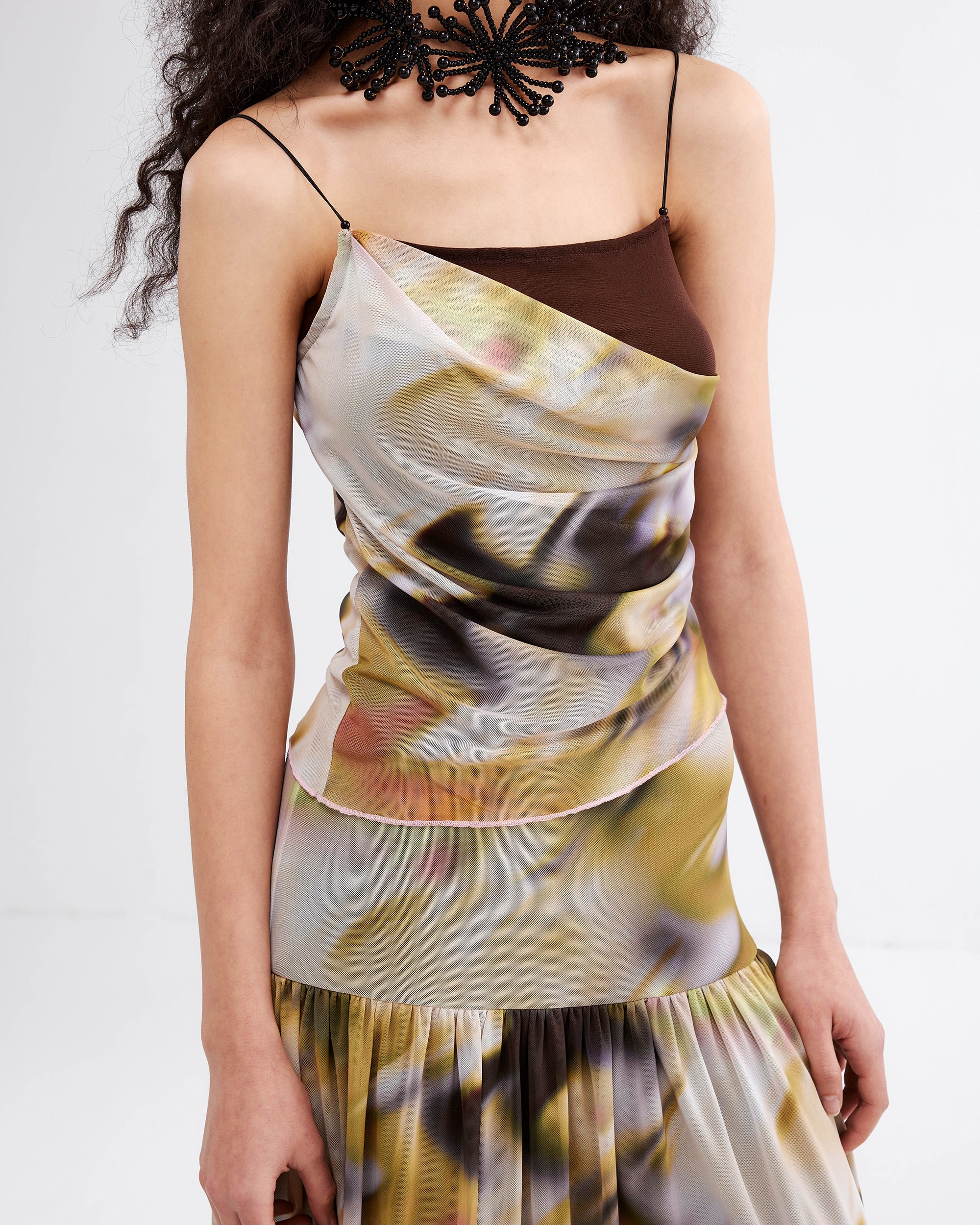 JIUWU PARK Blurred Print Double-Layer Cami Top