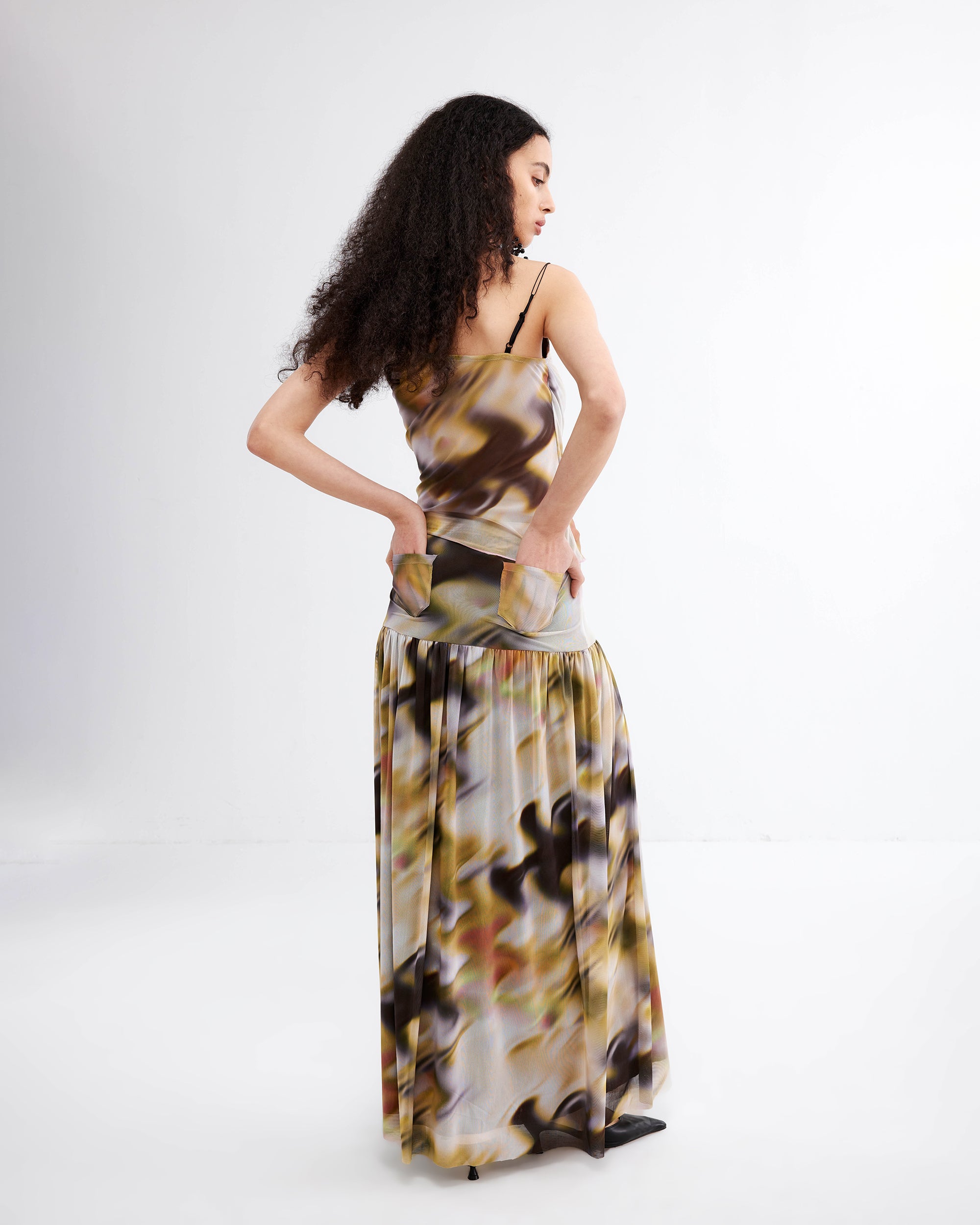 JIUWU PARK Blurred Print Double-Layer Cami Top