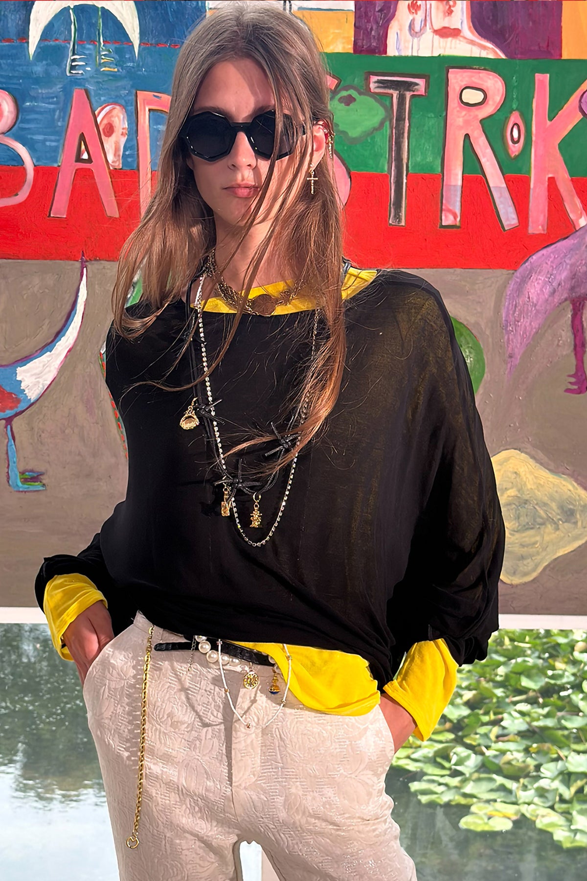 WINGFREE Retro Sheer Relaxed Long-Sleeve Tee