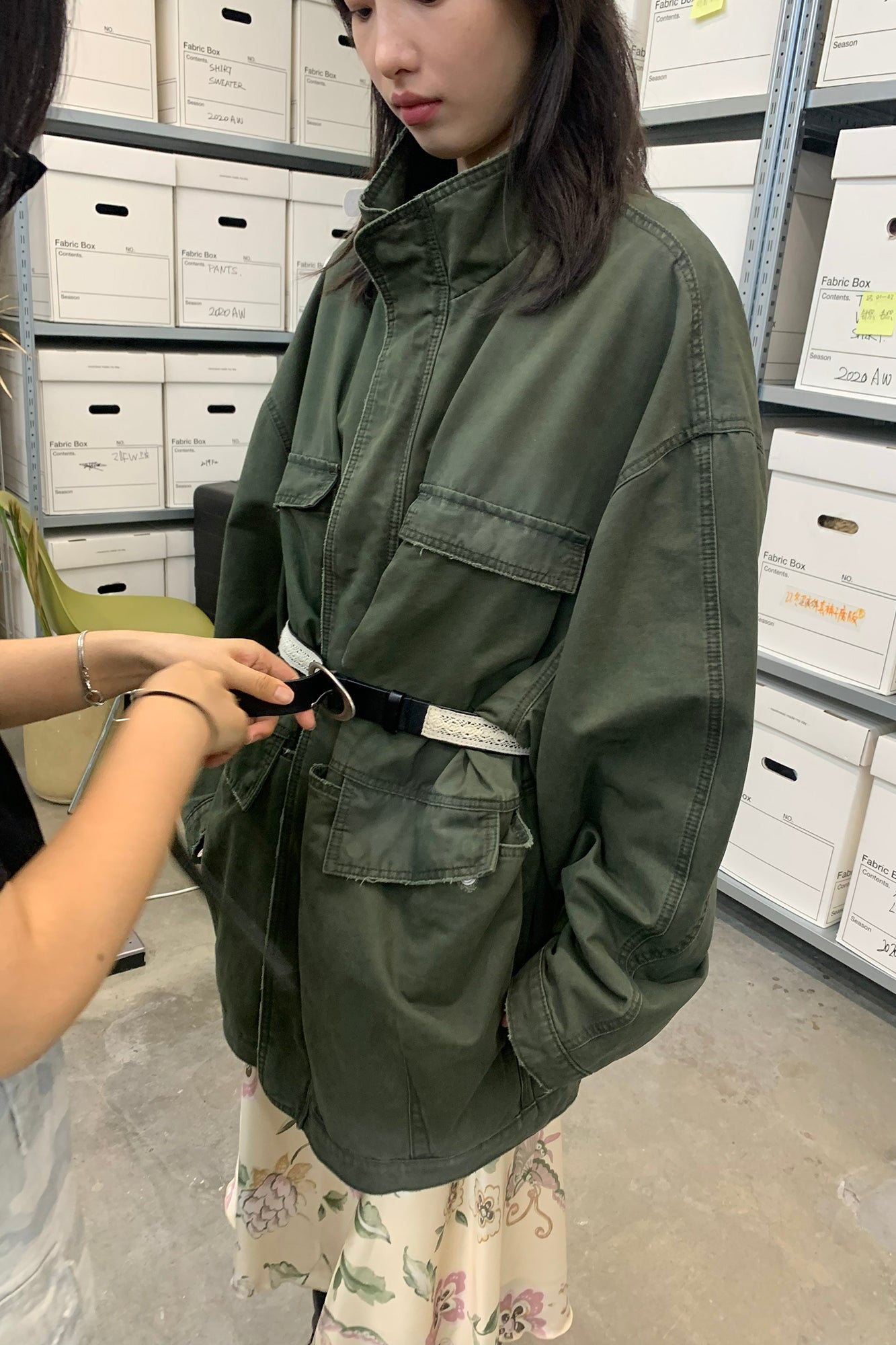 NEVERSEEZ Frayed Multi-Pocket Utility Jacket