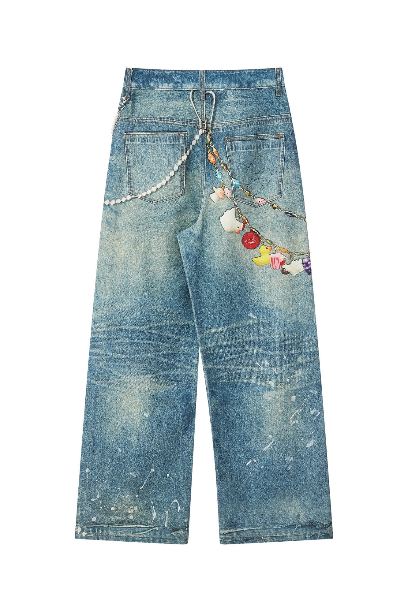 SOFITTE Charm Graphic Splatter Wrinkle-Washed Jeans
