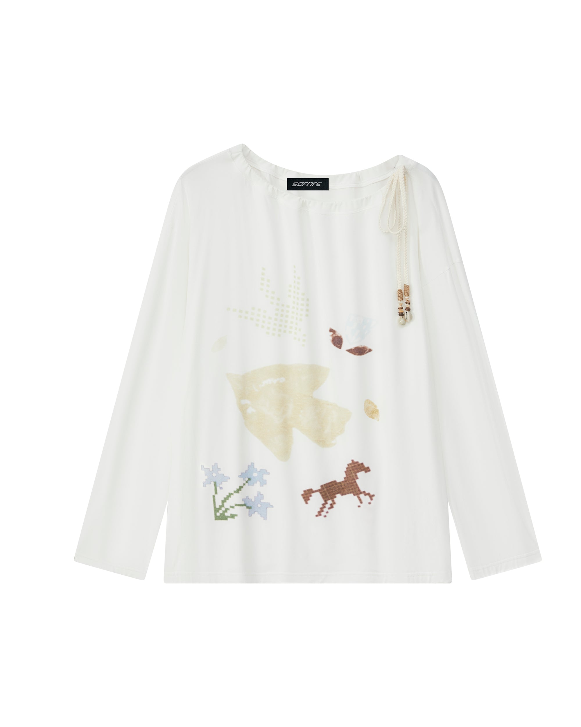 SOFITTE Graphic One-Shoulder Long-Sleeve Tee