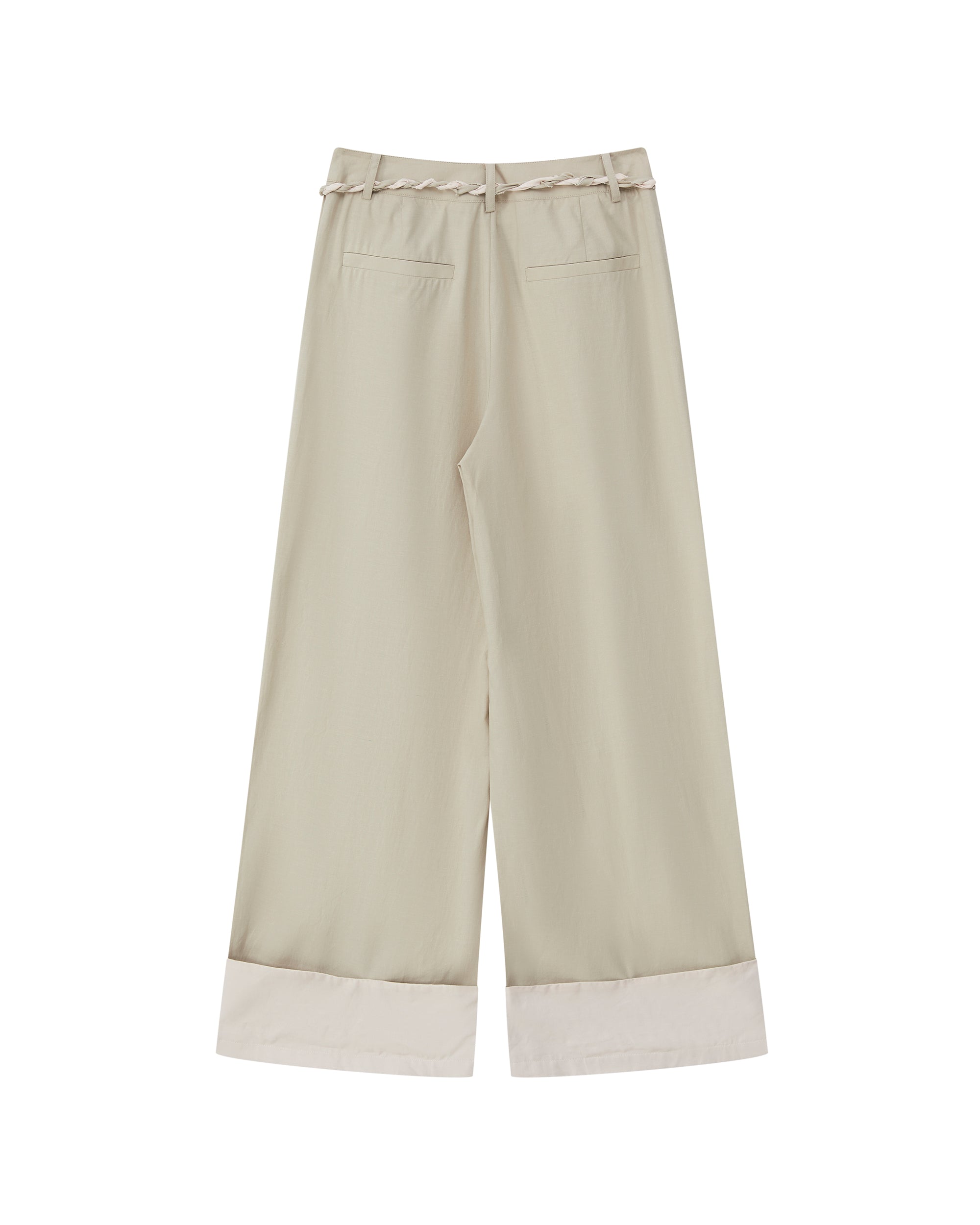 SOFITTE Fold-Hem Braided Drawstring Casual Pants