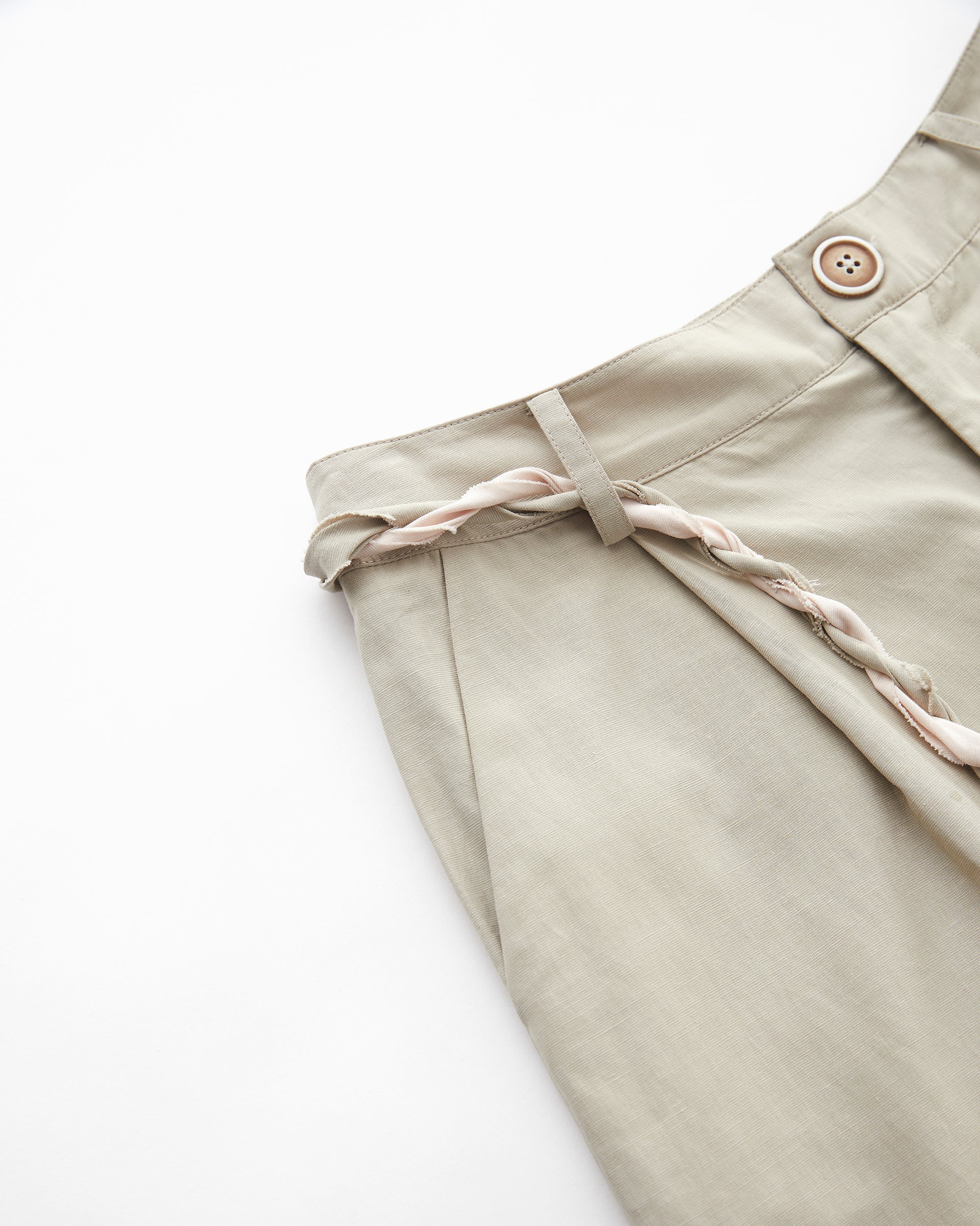 SOFITTE Fold-Hem Braided Drawstring Casual Pants