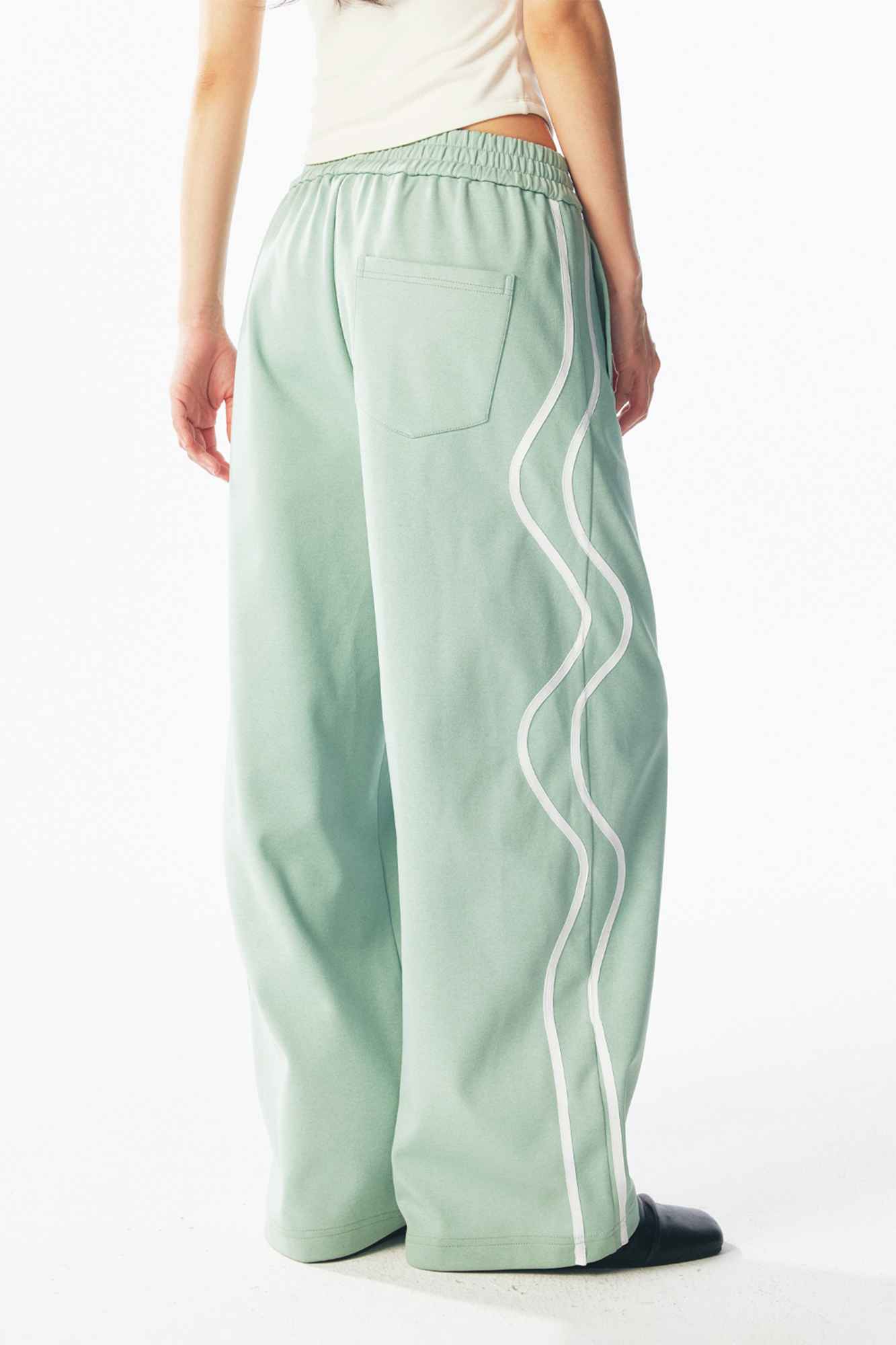 1997 POSTOFFICE Contrast Curved-Stripe Quick-Dry Track Pants