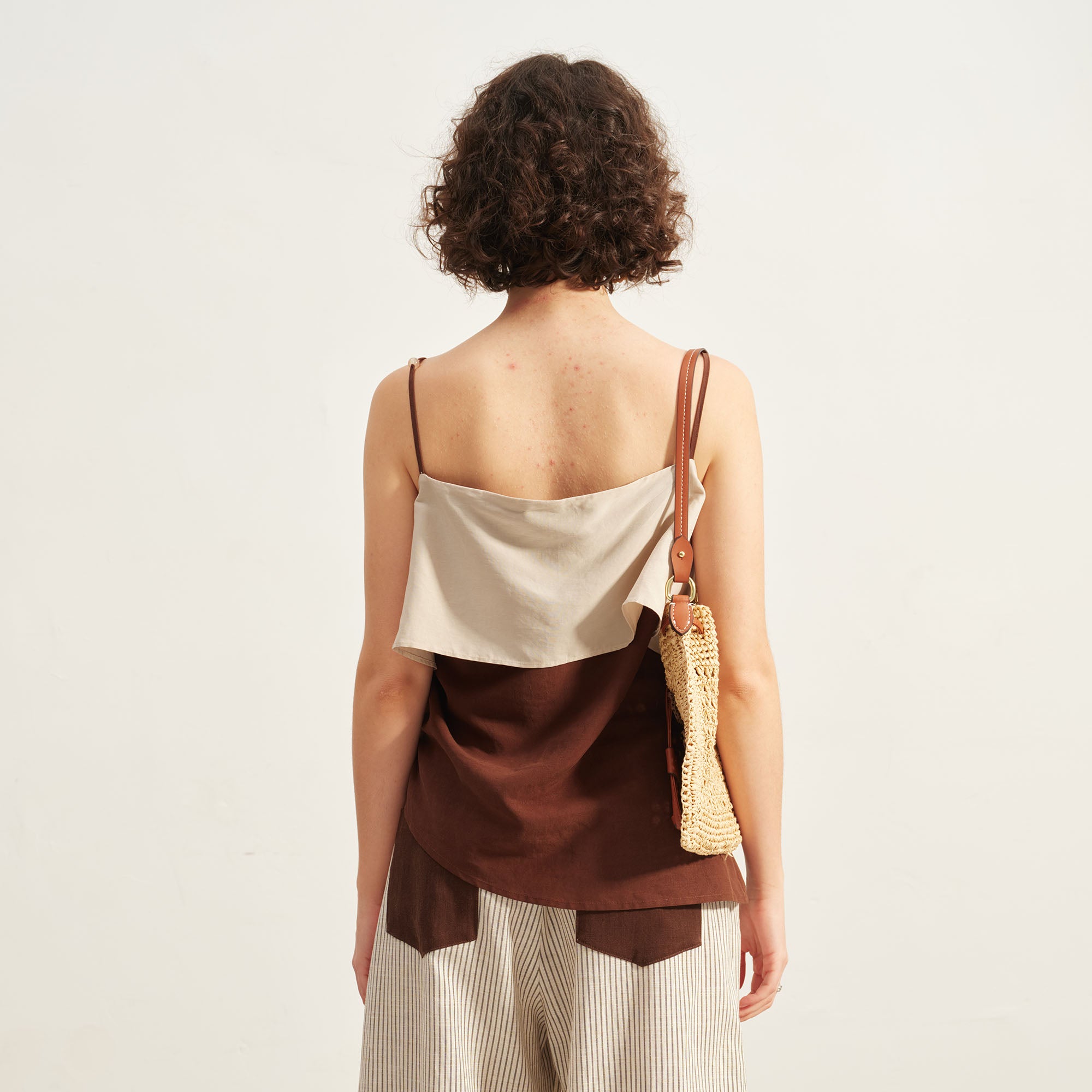 SOFITTE Beaded Strap Contrast Layered Top