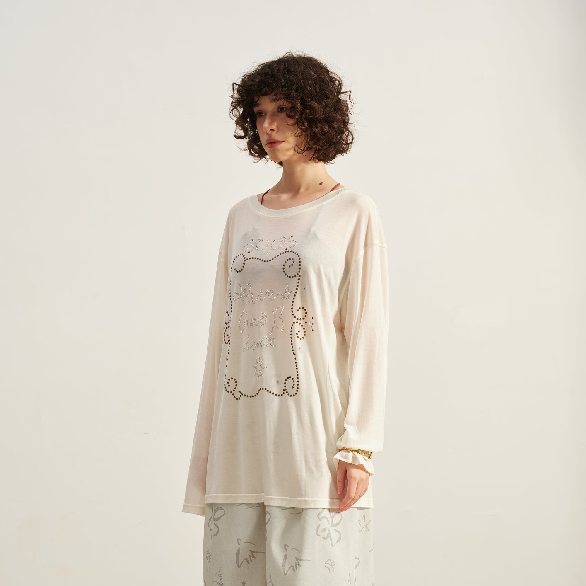 SOFITTE Retro Rhinestone Long-Sleeve Cover-Up