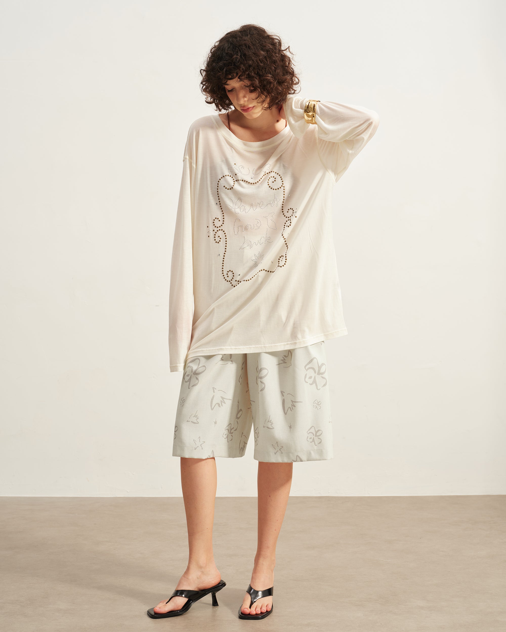 SOFITTE Retro Rhinestone Long-Sleeve Cover-Up