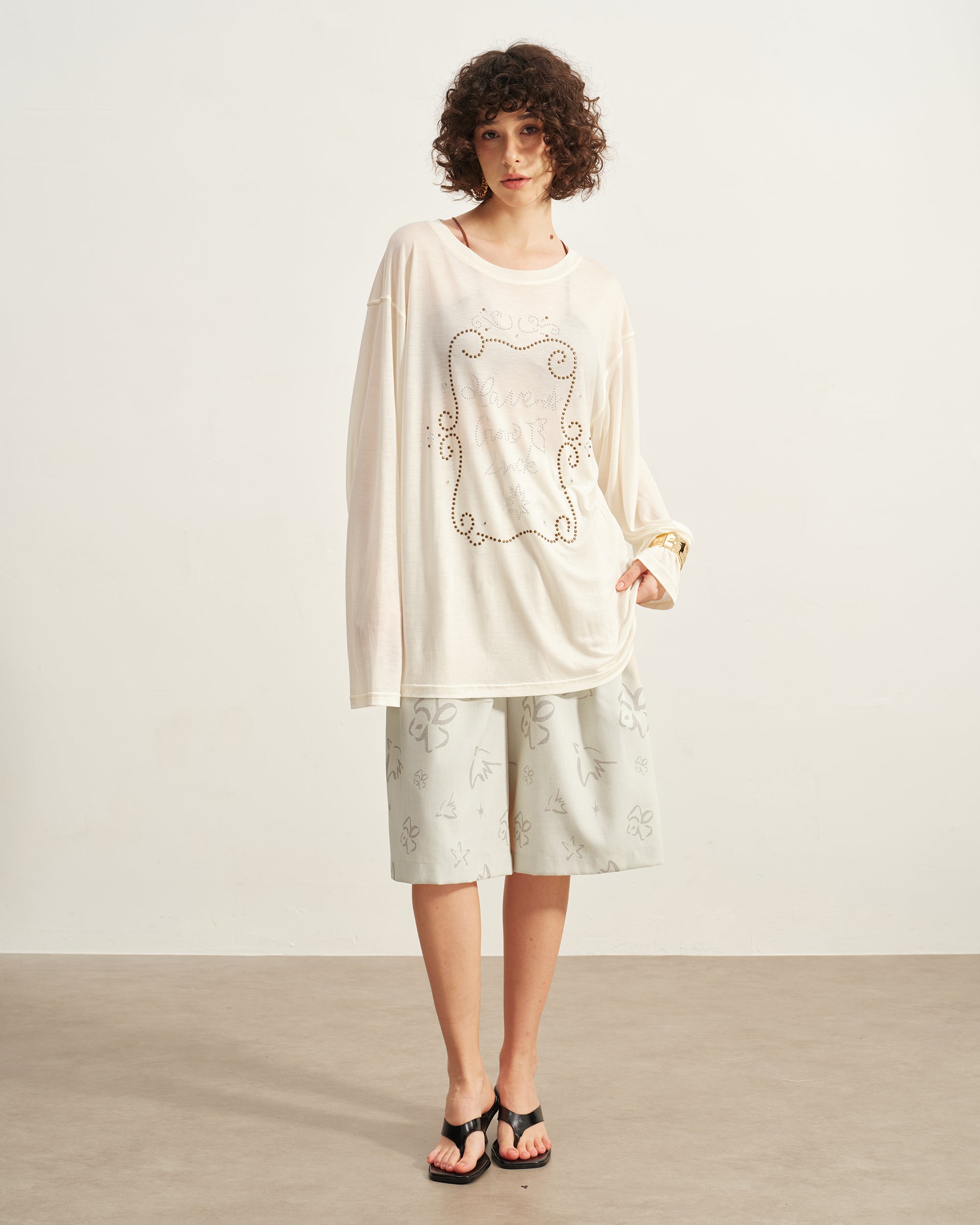 SOFITTE Retro Rhinestone Long-Sleeve Cover-Up