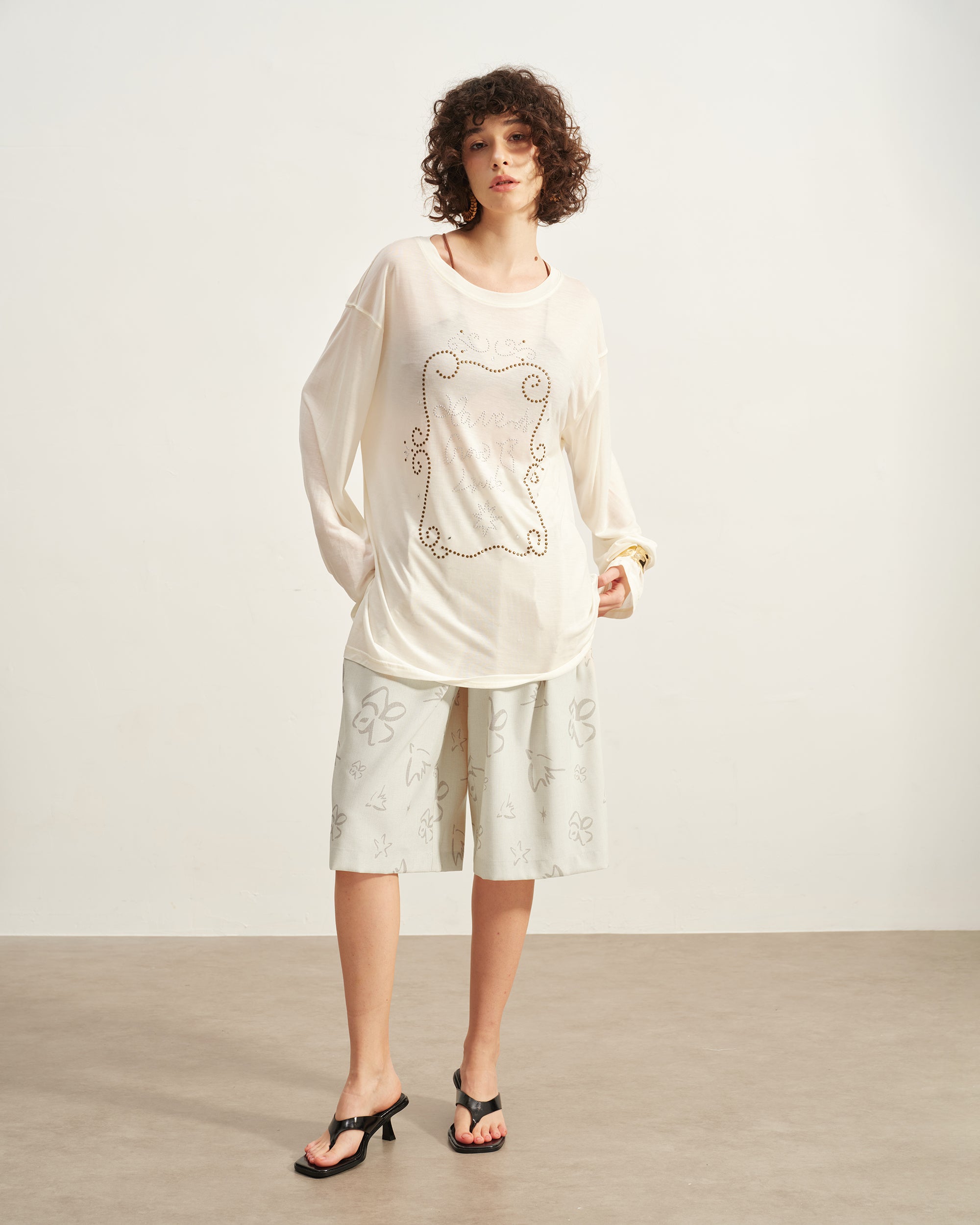 SOFITTE Retro Rhinestone Long-Sleeve Cover-Up