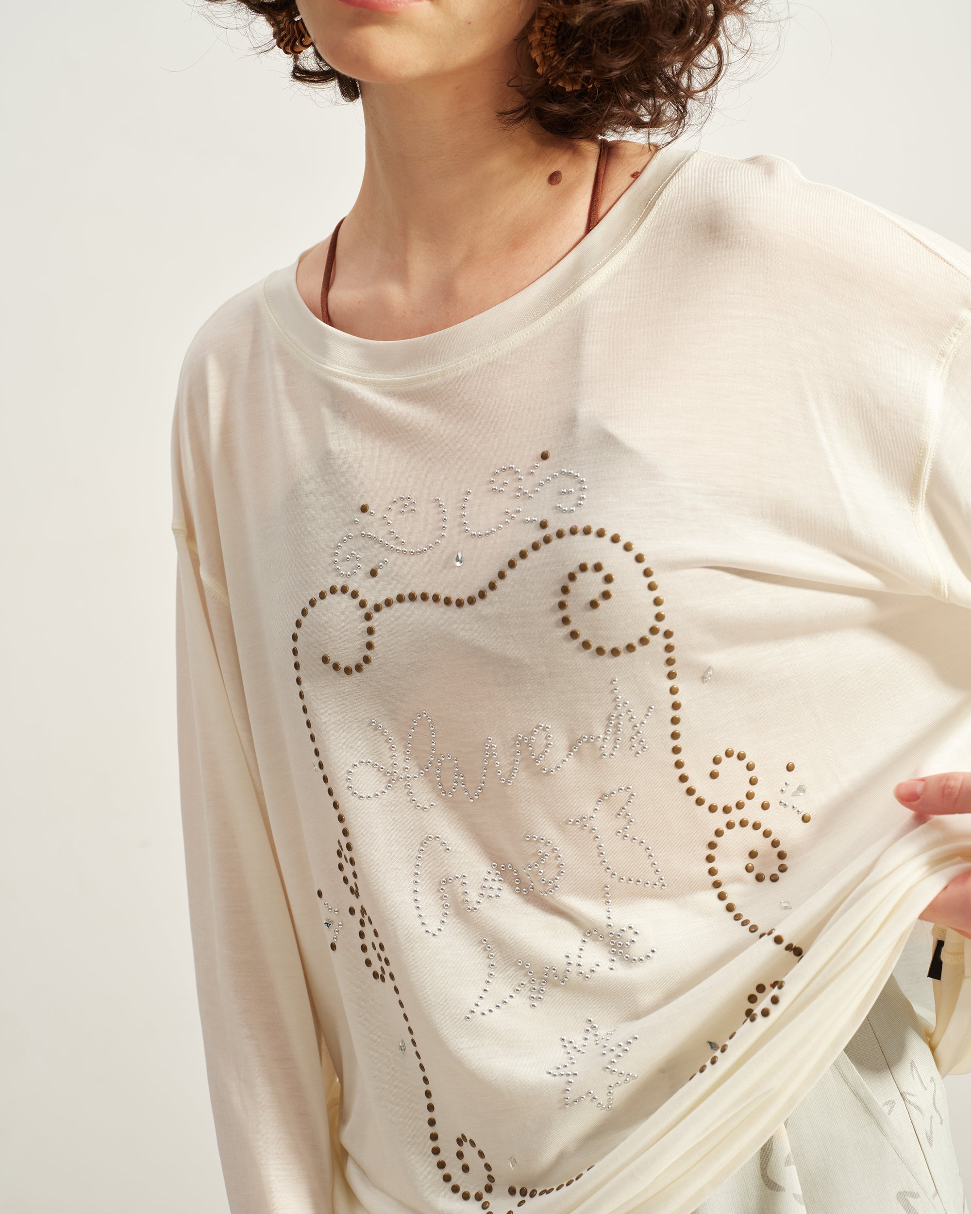 SOFITTE Retro Rhinestone Long-Sleeve Cover-Up