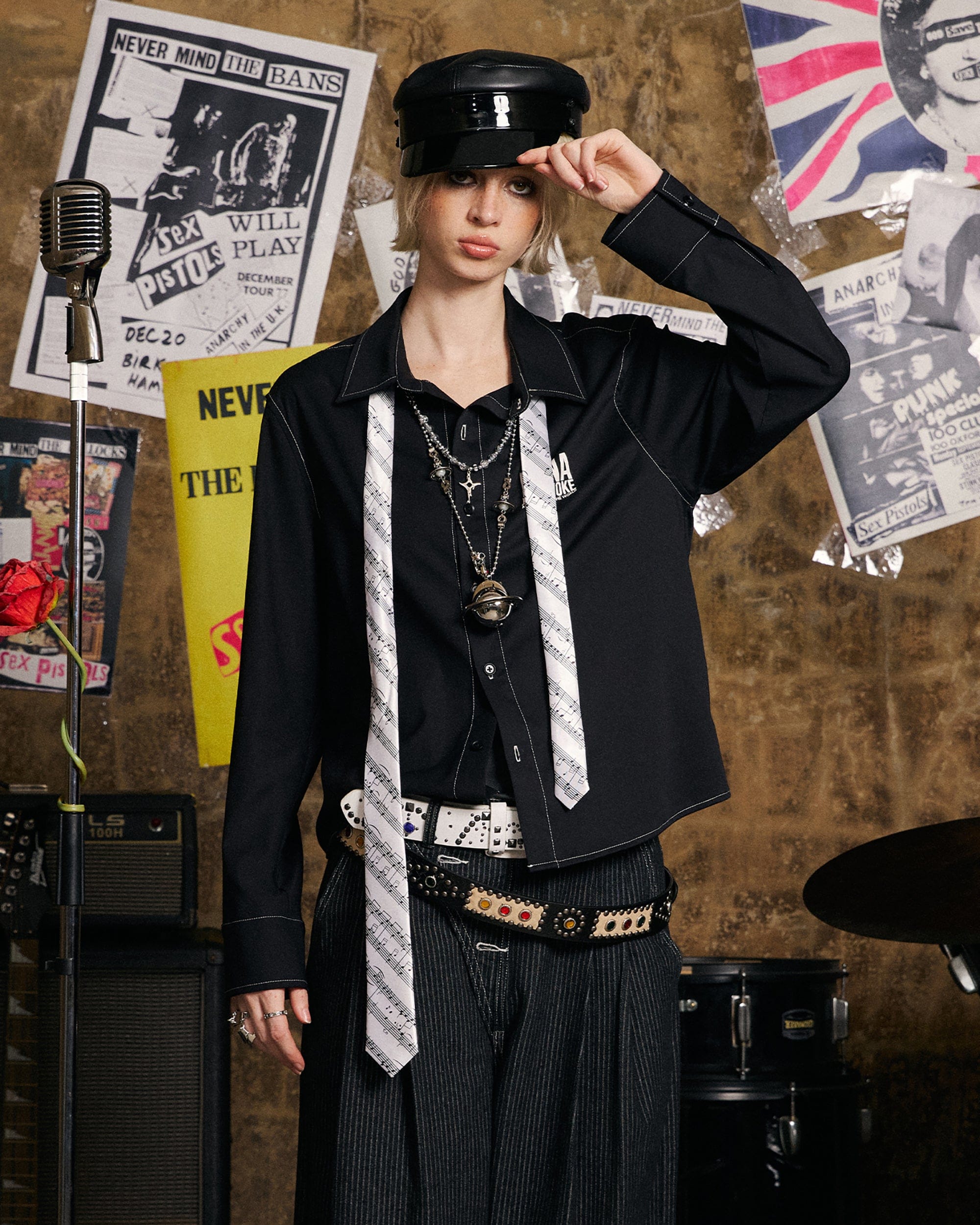 DONSMOKE × NANA Contrast-Stitch Graphic Paneled Shirt