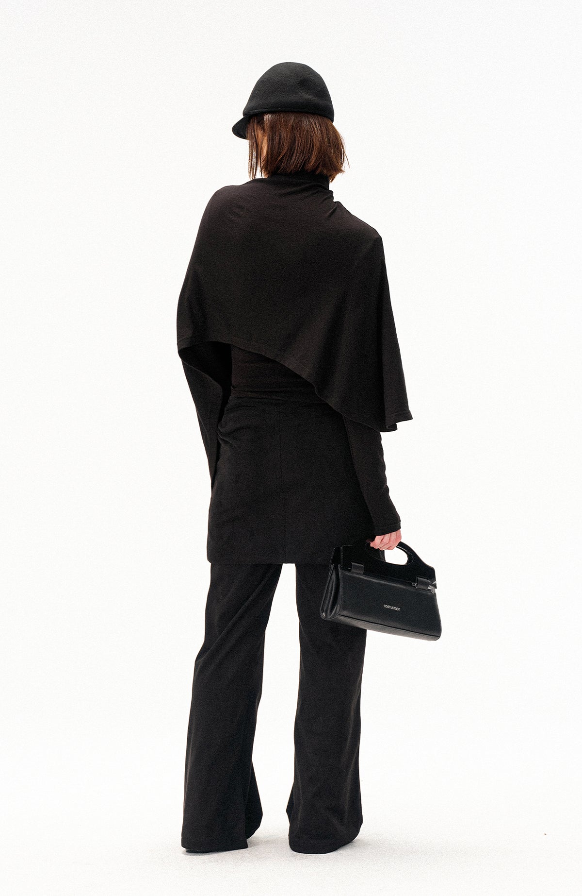 COSTUSTOOT Cape-Style Asymmetric Layered Knit Long-Sleeve Tee