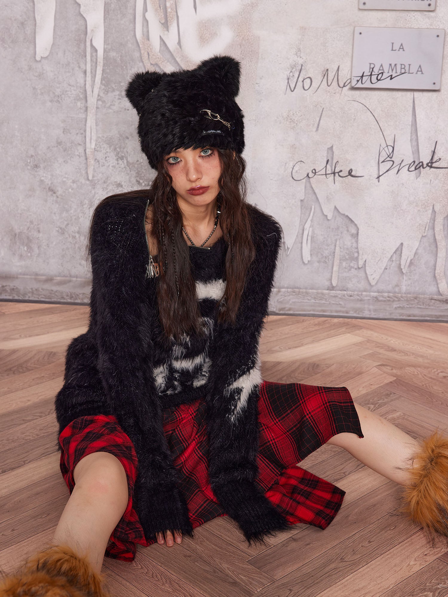 WHYNOTDANCE Furry Cat-Ear Beanie