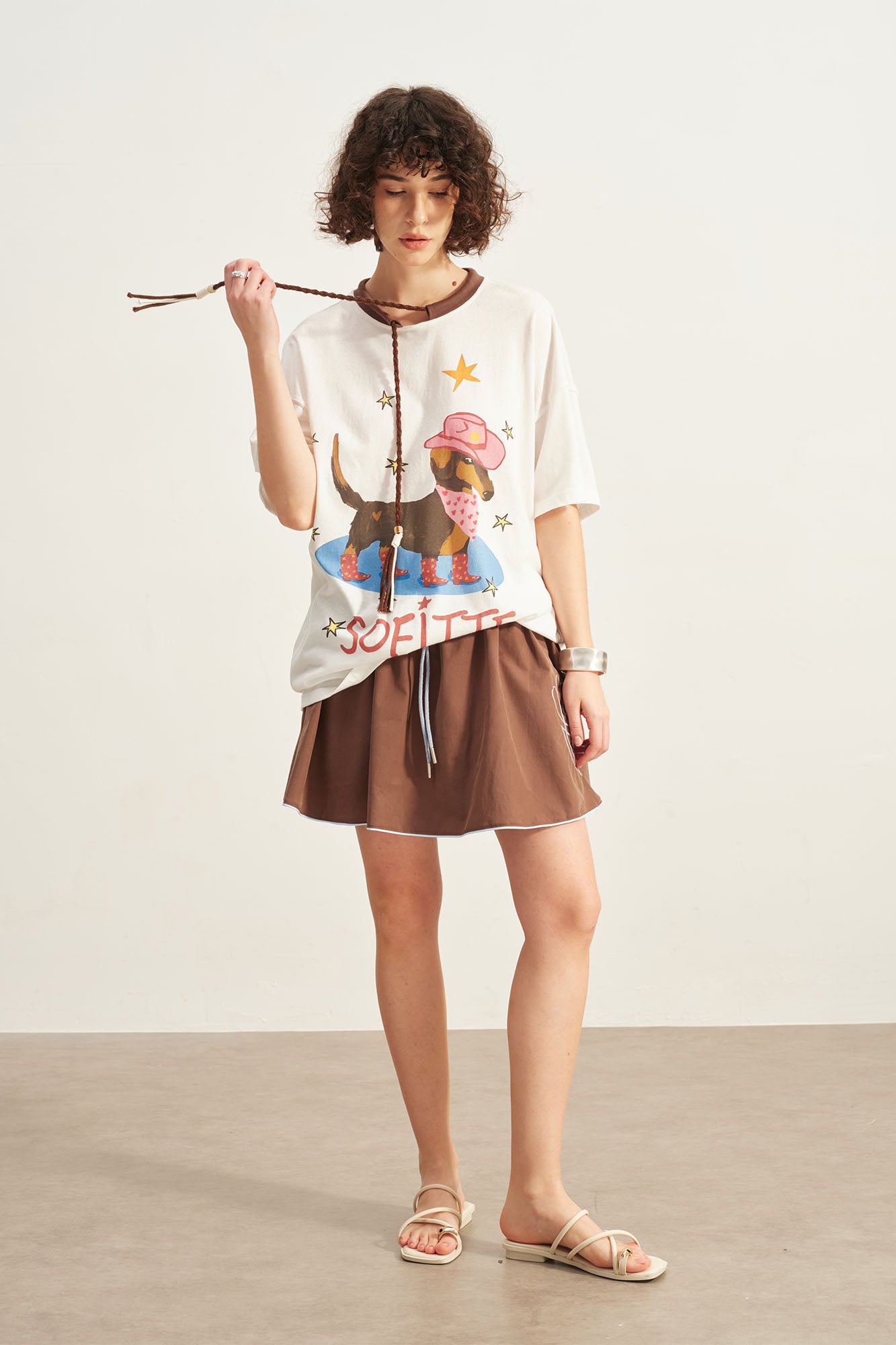 SOFITTE Contrast-Trim Floral Embroidered Mini Skirt
