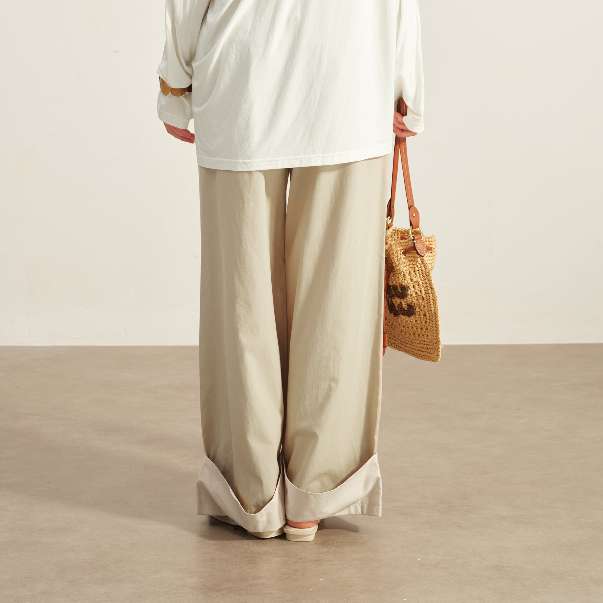 SOFITTE Fold-Hem Braided Drawstring Casual Pants