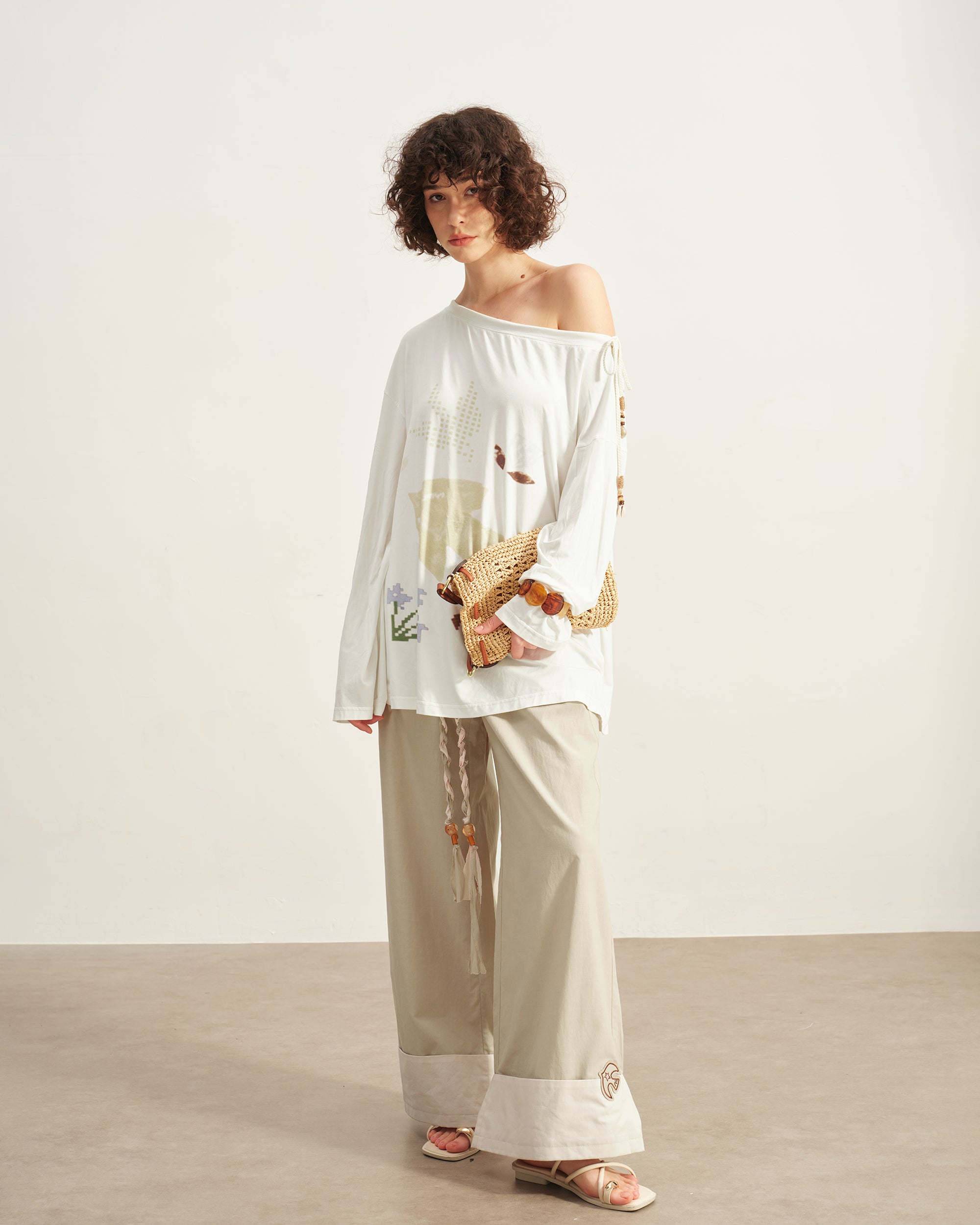 SOFITTE Graphic One-Shoulder Long-Sleeve Tee