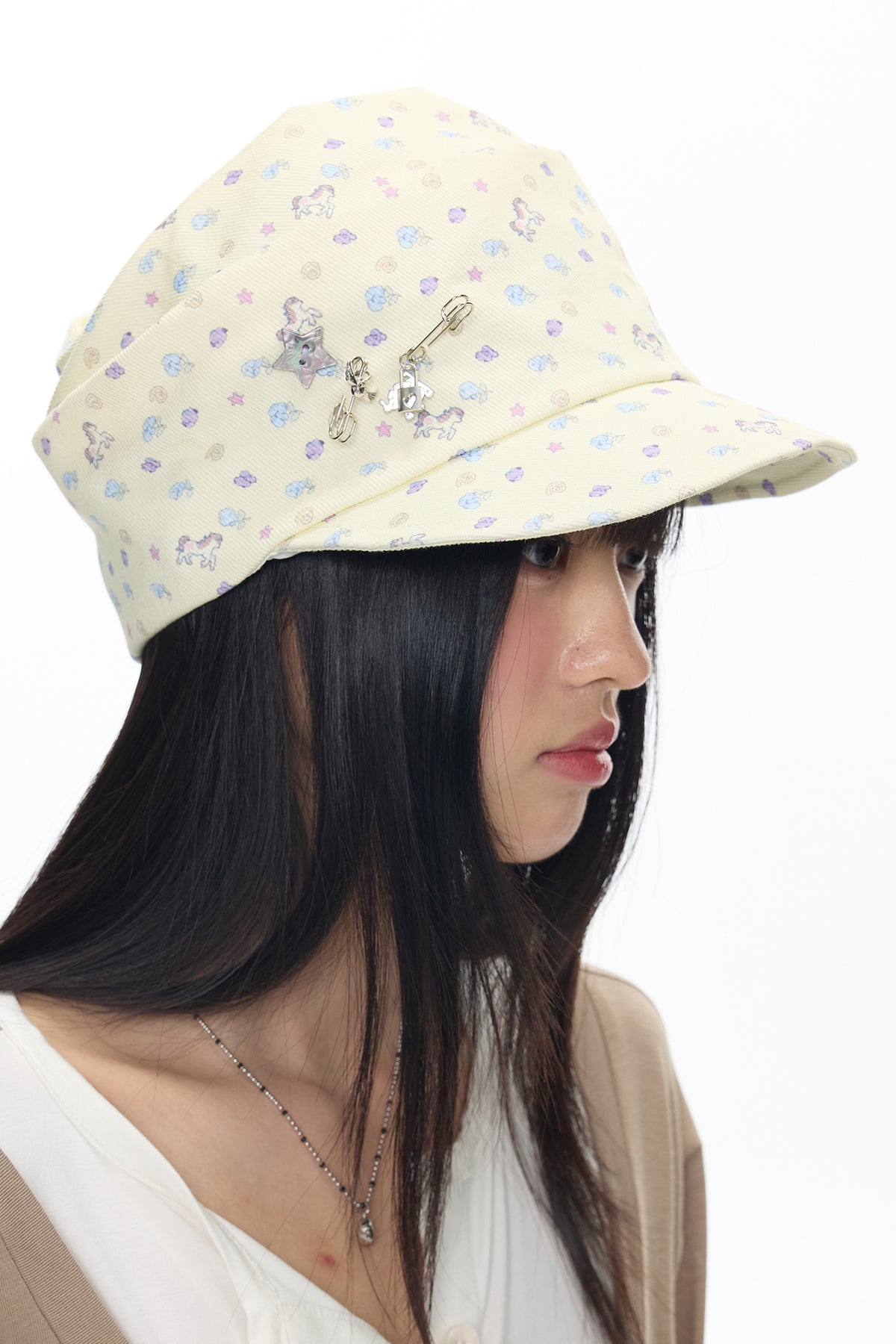 BETWEENAND Pony Full-Print Denim Cadet Cap