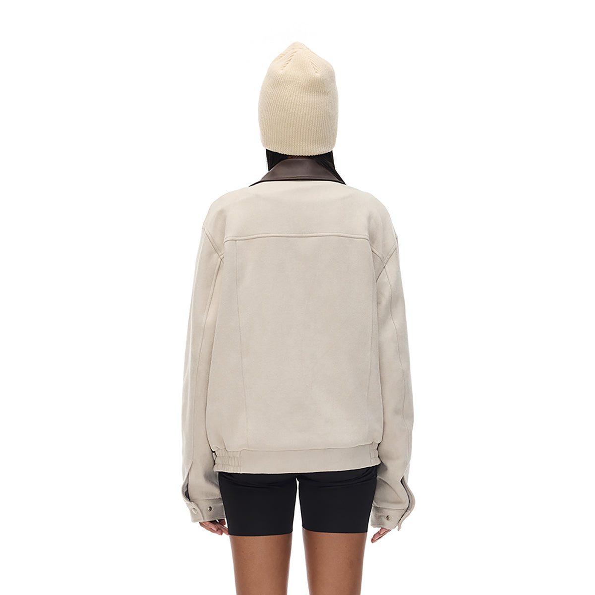 COSTUSTOOT Contrast-Collar Suede Oversized Big-Pocket Jacket