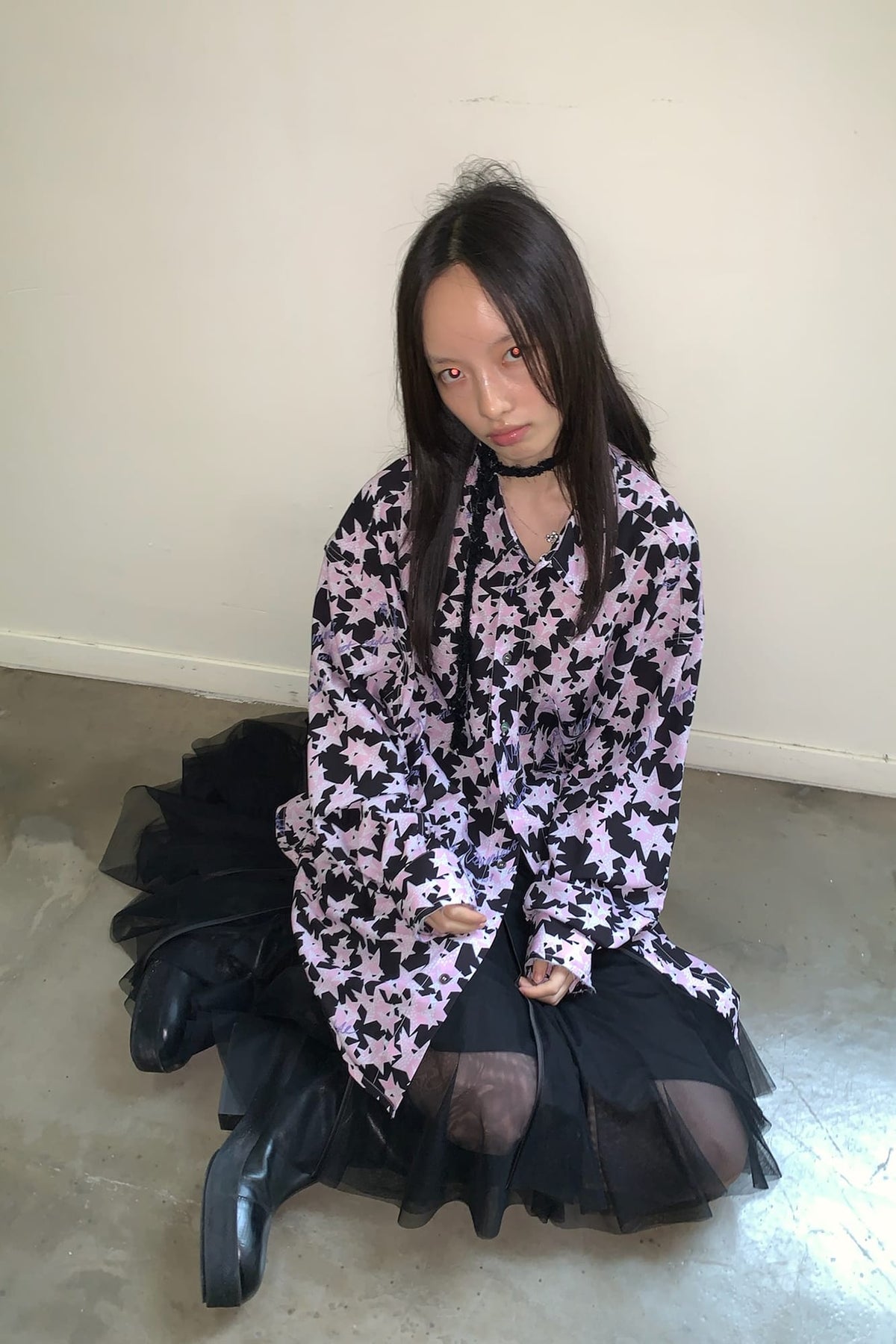 NEVERSEEZ Full-Print Contrast Star Shirt