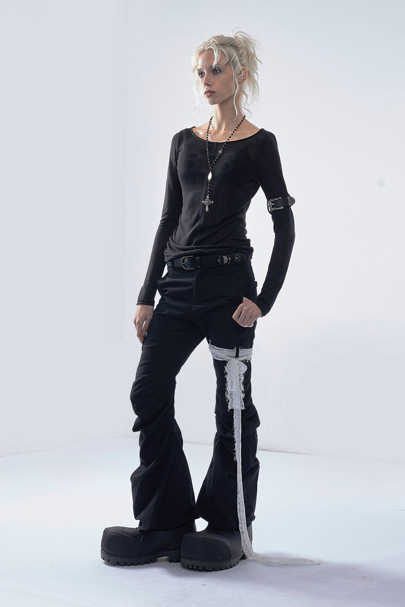 EMOHA 333 Graphic Sheer Long Sleeve Tee