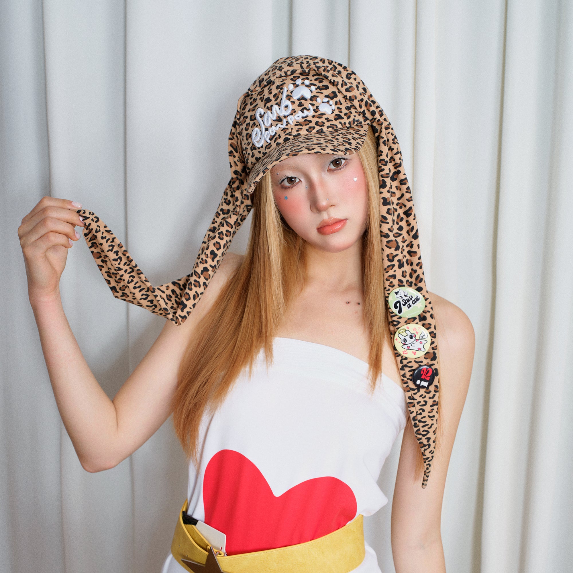 SANB Leopard Embroidered Paw Bandana Cap