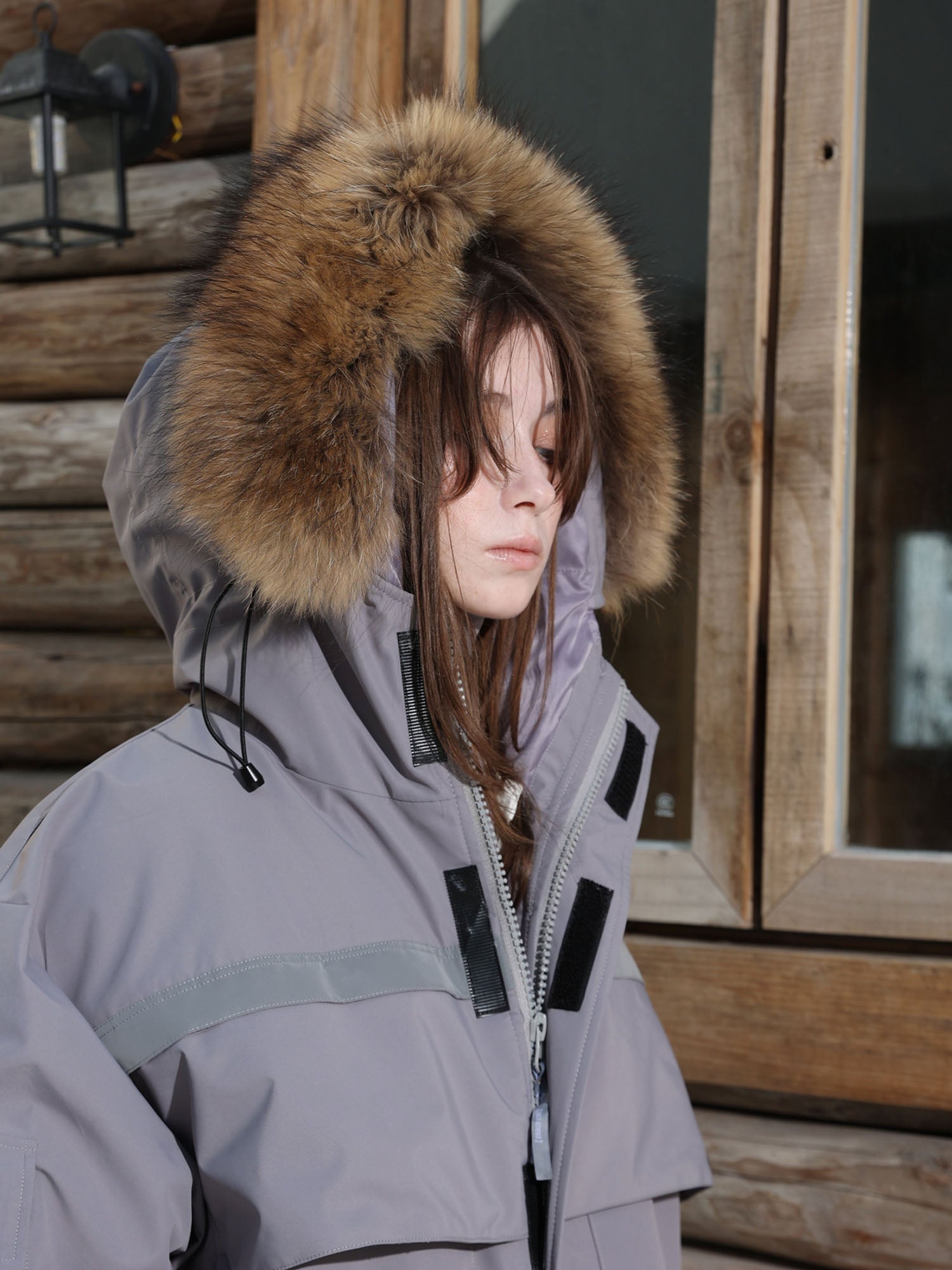 ERROR CODE ROBOT Faux Fur-Trimmed Reflective-Strip Utility Parka