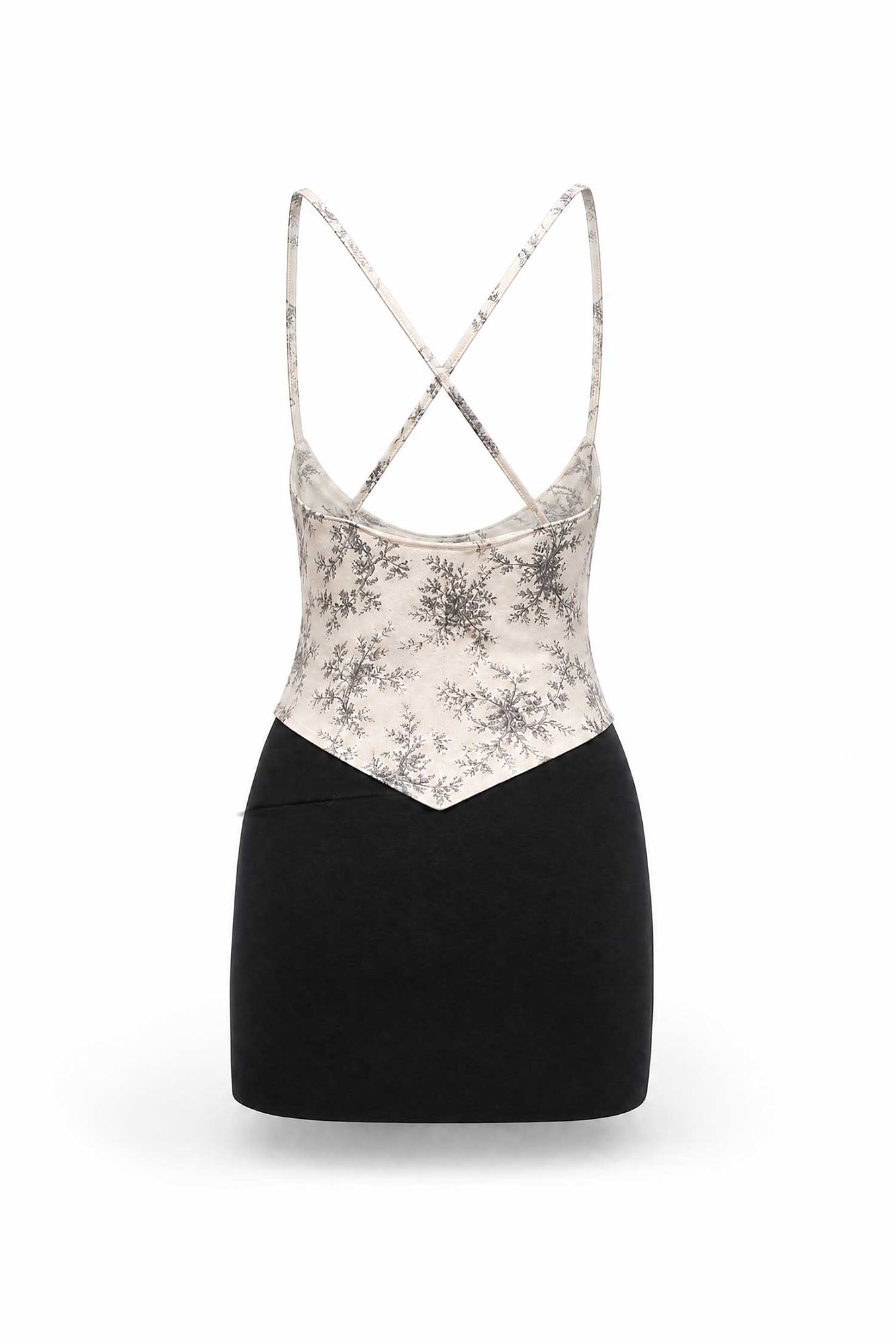 EMOHA Contrast Floral Wrap Cami Mini Dress