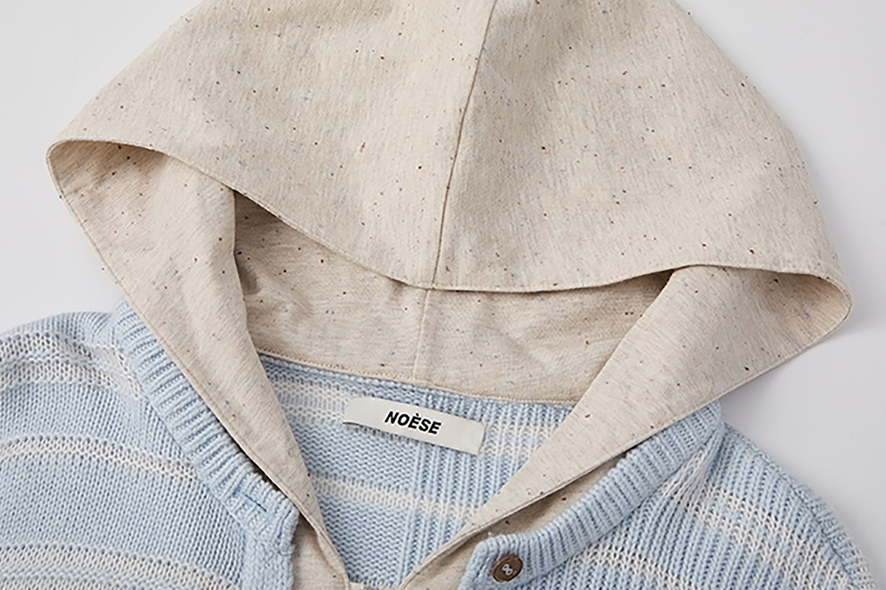 NOESE Faux Layered Hooded Cardigan