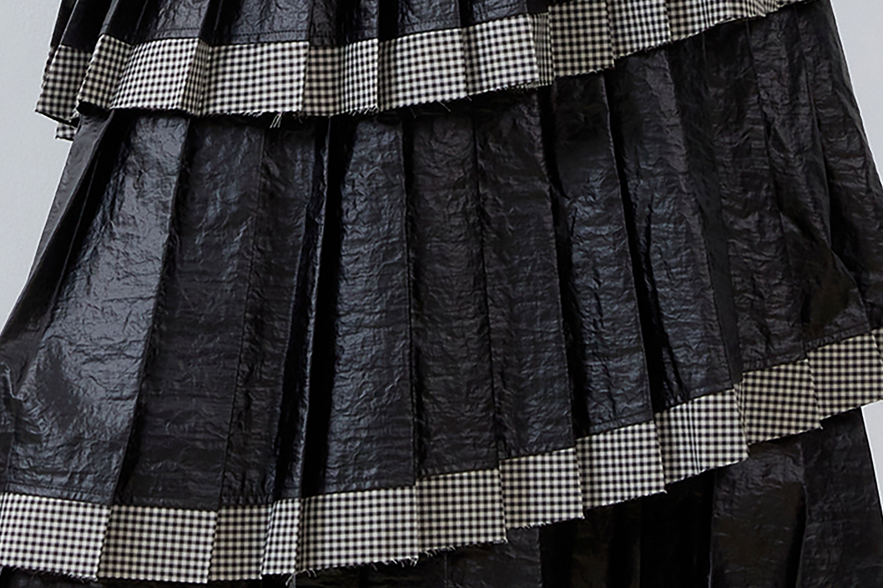 NOESE Faux Leather Pleated Layered Cake Skirt