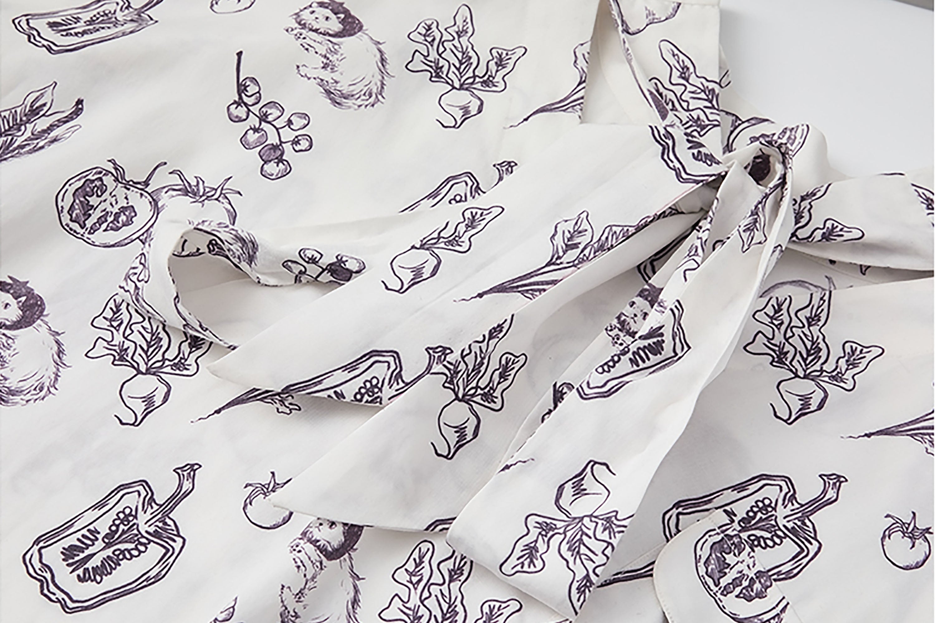NOESE Botanical Full-Print Tie-Neck Blouse