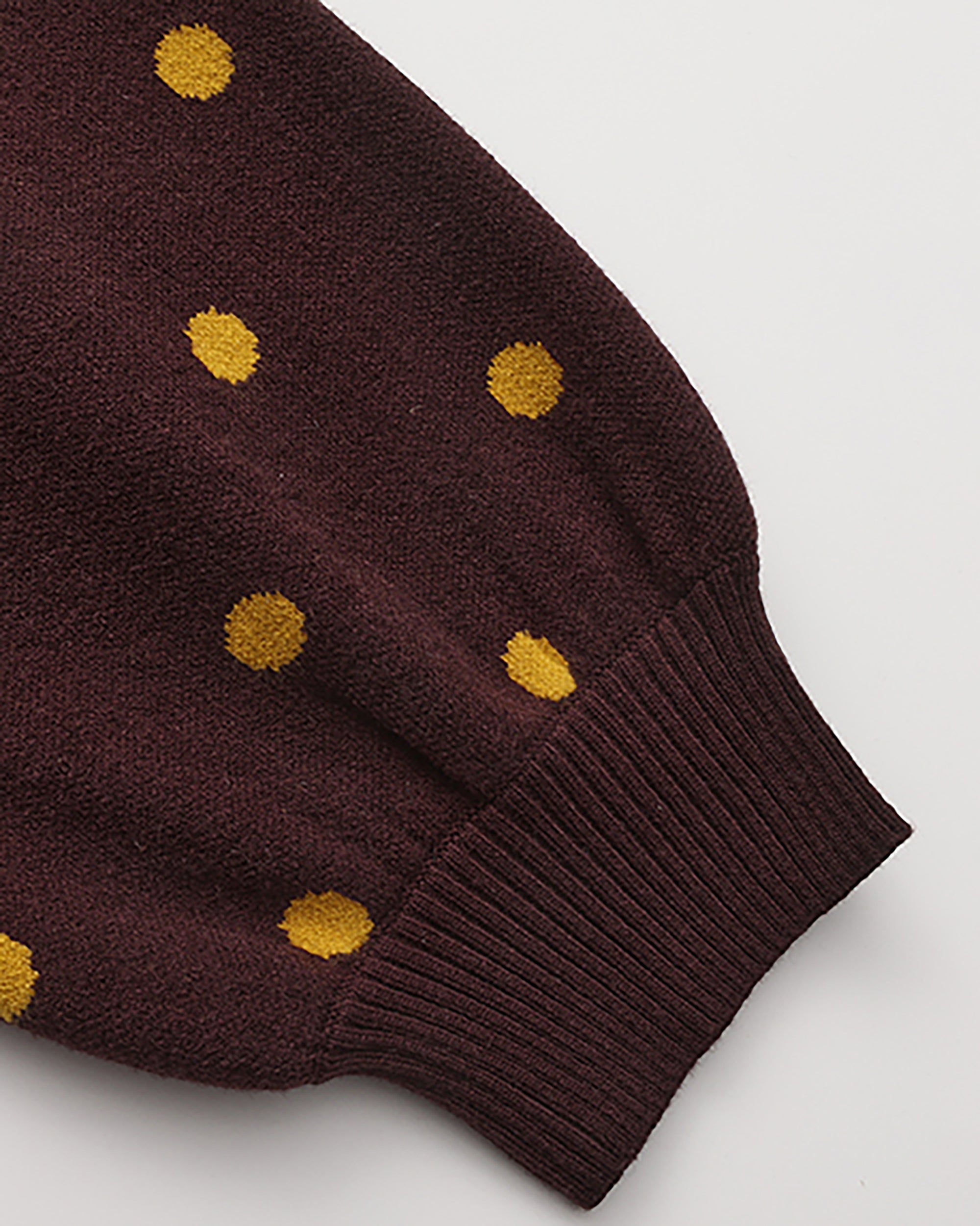 NOESE Contrast Dot Tie-Neck Zip-Up Cardigan